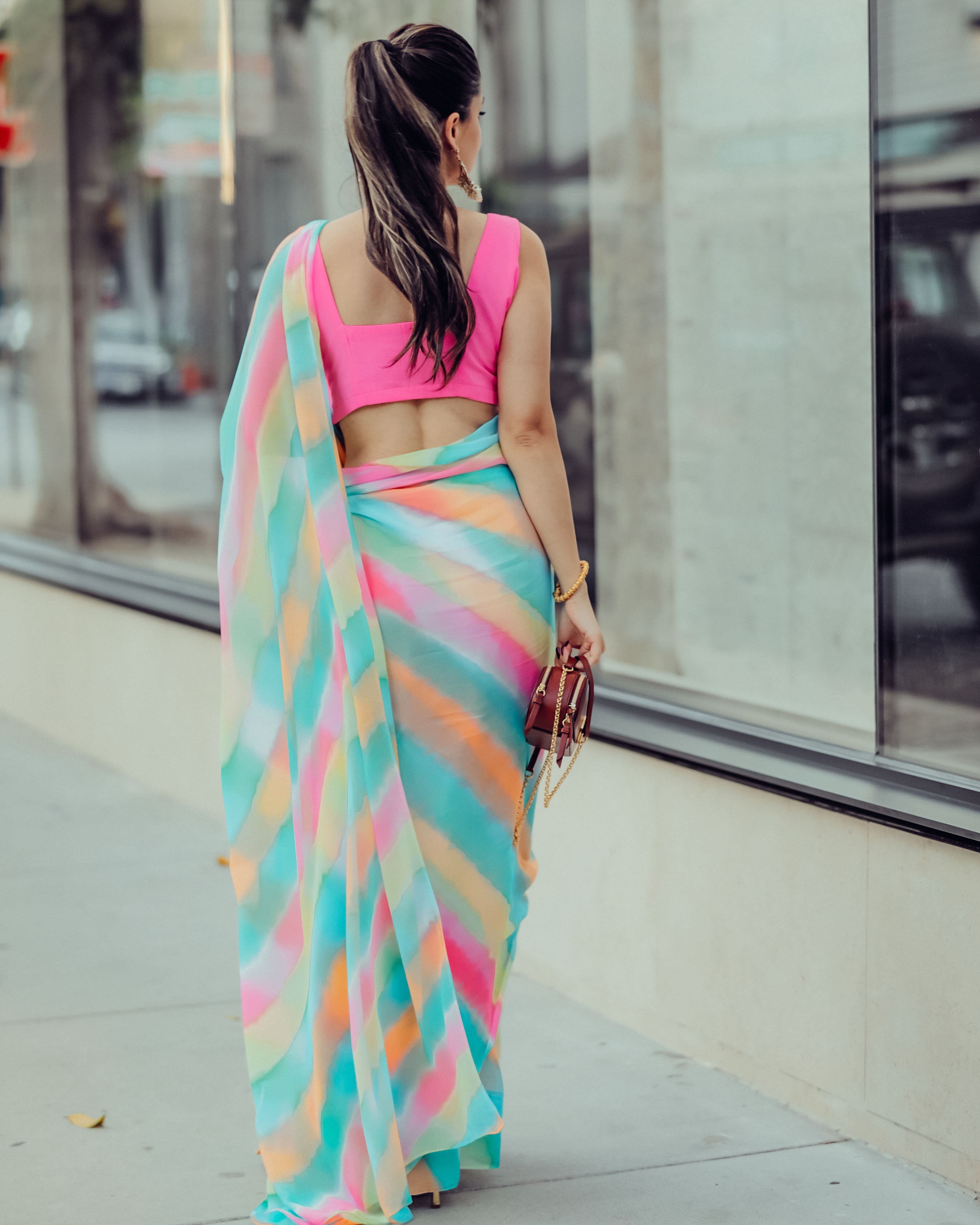Aachho Jazzy Mix Leheriya Pure Chiffon Saree – Women's - view 3