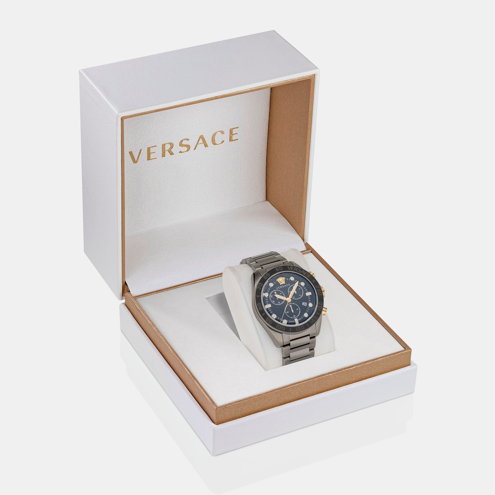Versace Greca Dome Men Quartz Black Dial Chronograph Stainless Steel Watch VE6K00623 - view 4