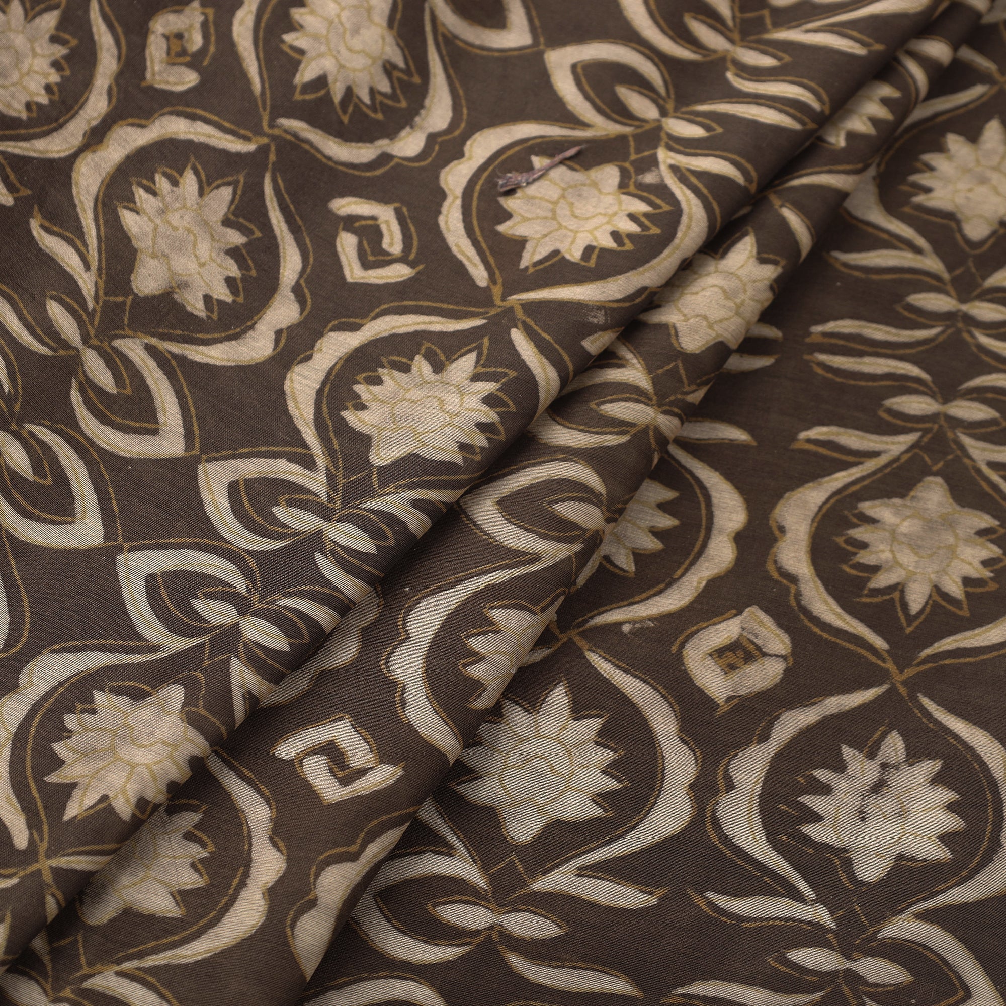 HAVELI CHRONICLES Brown - Natural Dyed Chanderi Silk Akola Print Fabric 10 - view 2