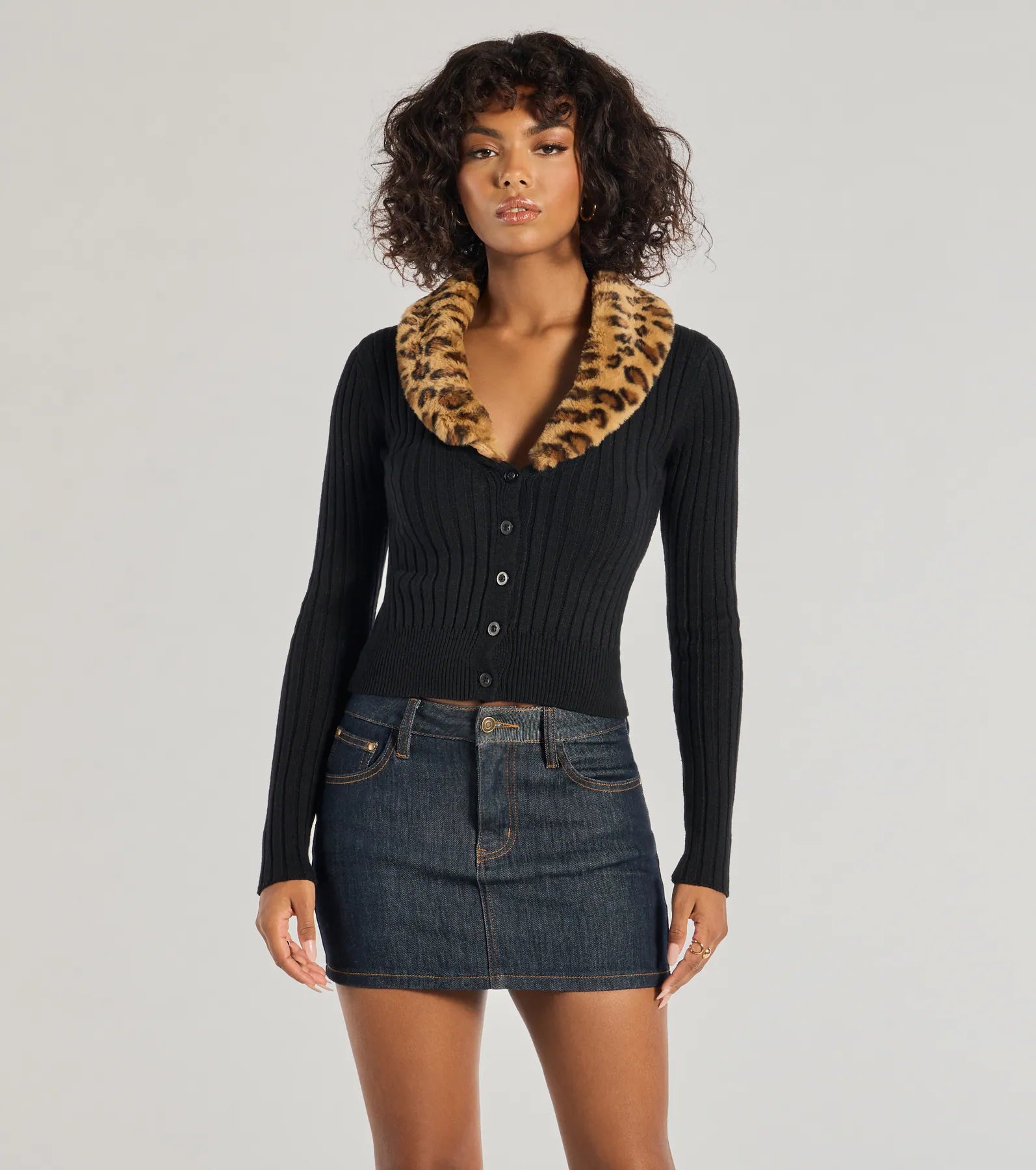 Windsor So Extra Faux Fur Trim Cardigan
