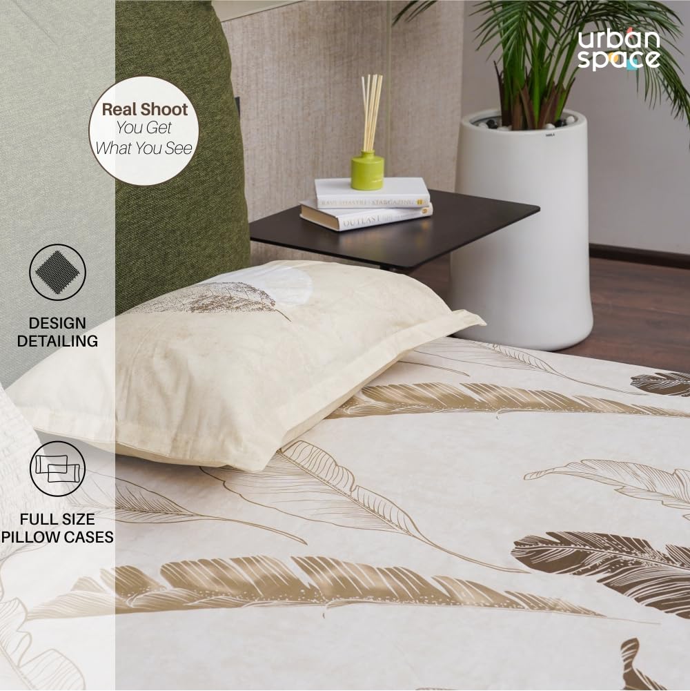Urban Space -Home Furnishing Store 220 TC 100% Cotton Single Printed Bedsheet with Pillow Covers - Sweet Cherry Light Brown - view 4