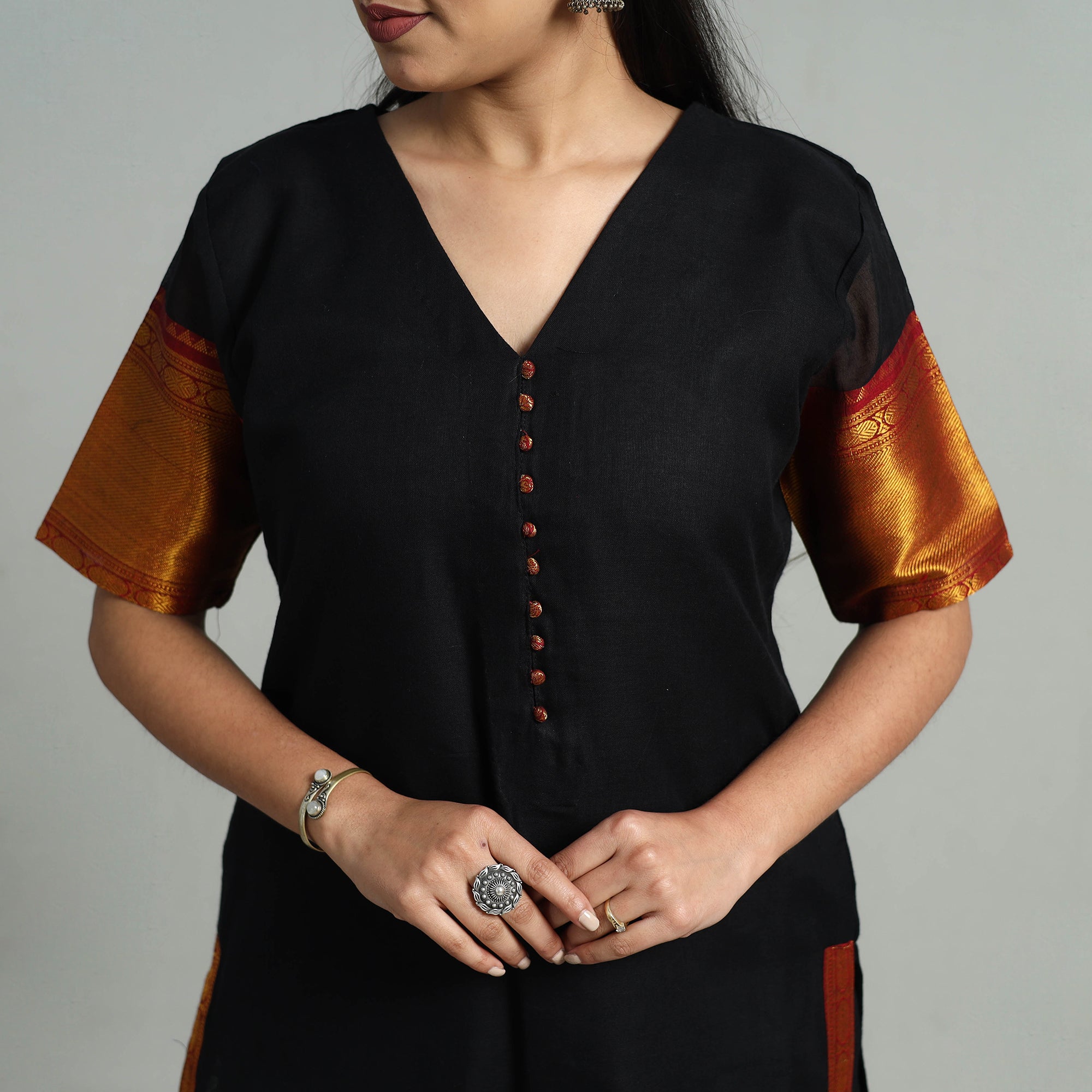ITOKRI CASUALS Black - Cotton Dharwad Kurta Set with Palazzo & Dupatta 23 - view 4