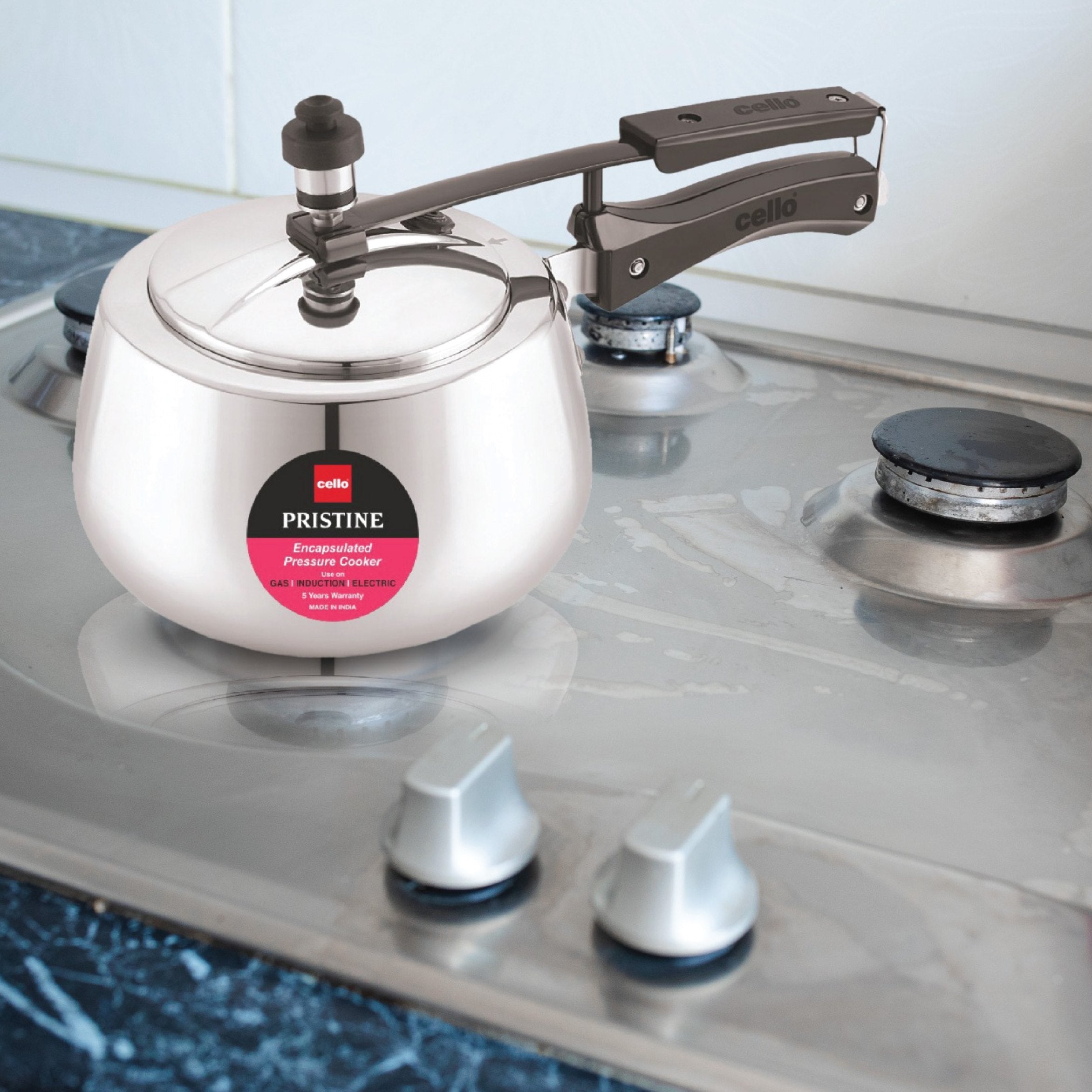 Cello Pristine Encapsulated Pressure Cooker, Silver - view 2