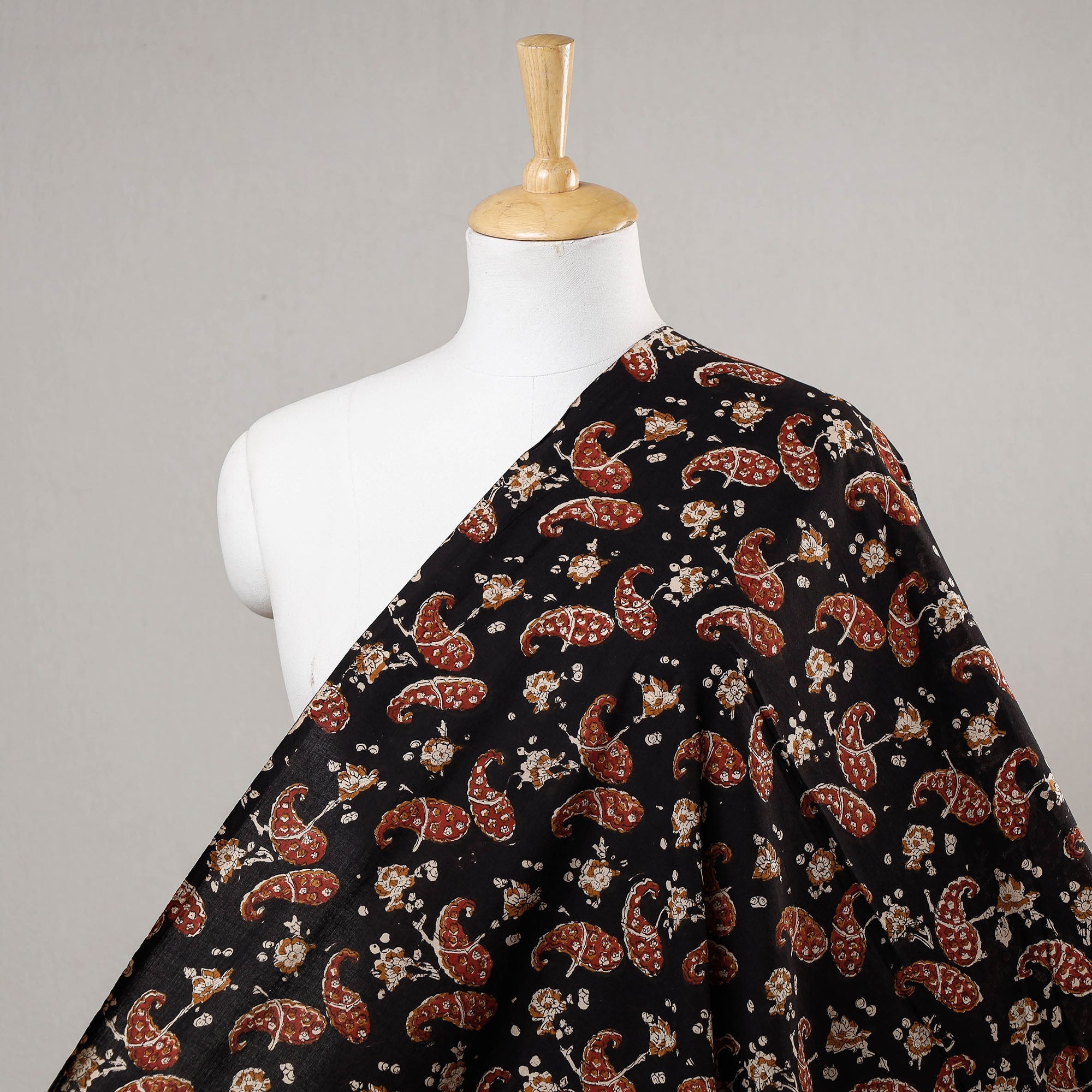 HAVELI CHRONICLES Black - Duplet Red Bagru Block Print Cotton Fabric