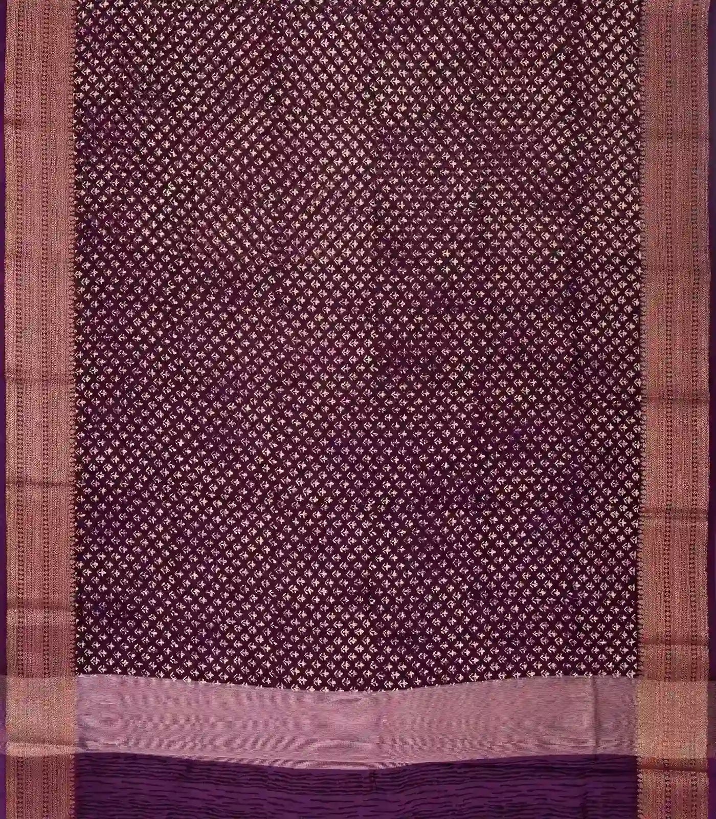 RmKV Burgundy Woven Chanderi Cotton Saree Printed With Small Motifs - view 2
