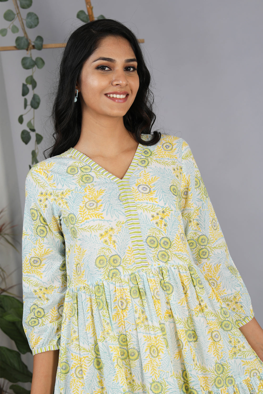 Kalanjali Ethnics Hand block printed tiered dress - view 4