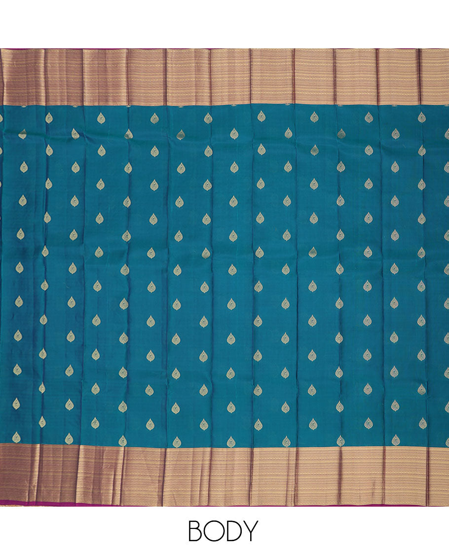 Pothys Blue vasundhara silk mix saree with buttas, contrast border & pallu steeped with traditional designs - view 3