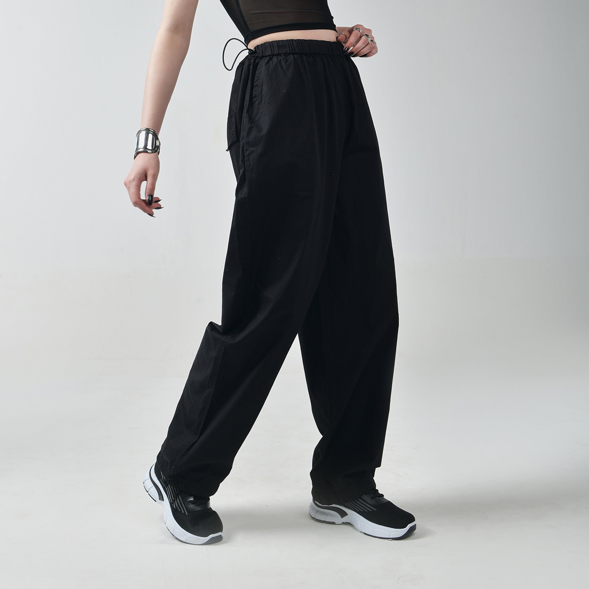 Normcore Black Parachute Pants - view 4