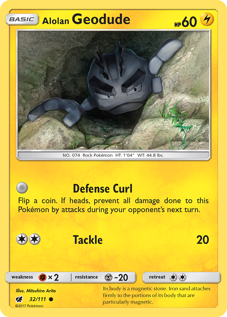 Common sm4-32 non-holo – Pokémon Alolan Geodude - 32/111 - Common [sm4-32] [Non-Holo] - Alolan Geodude - 32/111 - Common