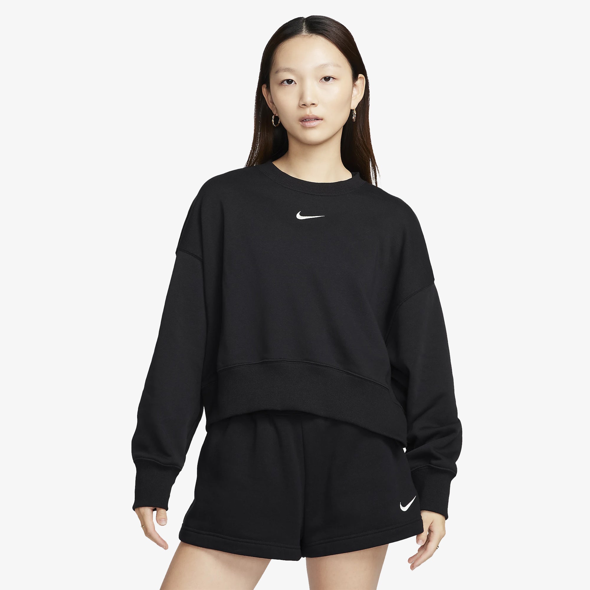 Nike | SPORTSWEAR PHOENIX FLEECE CREW-NECK TERRY { BLACK/SAIL