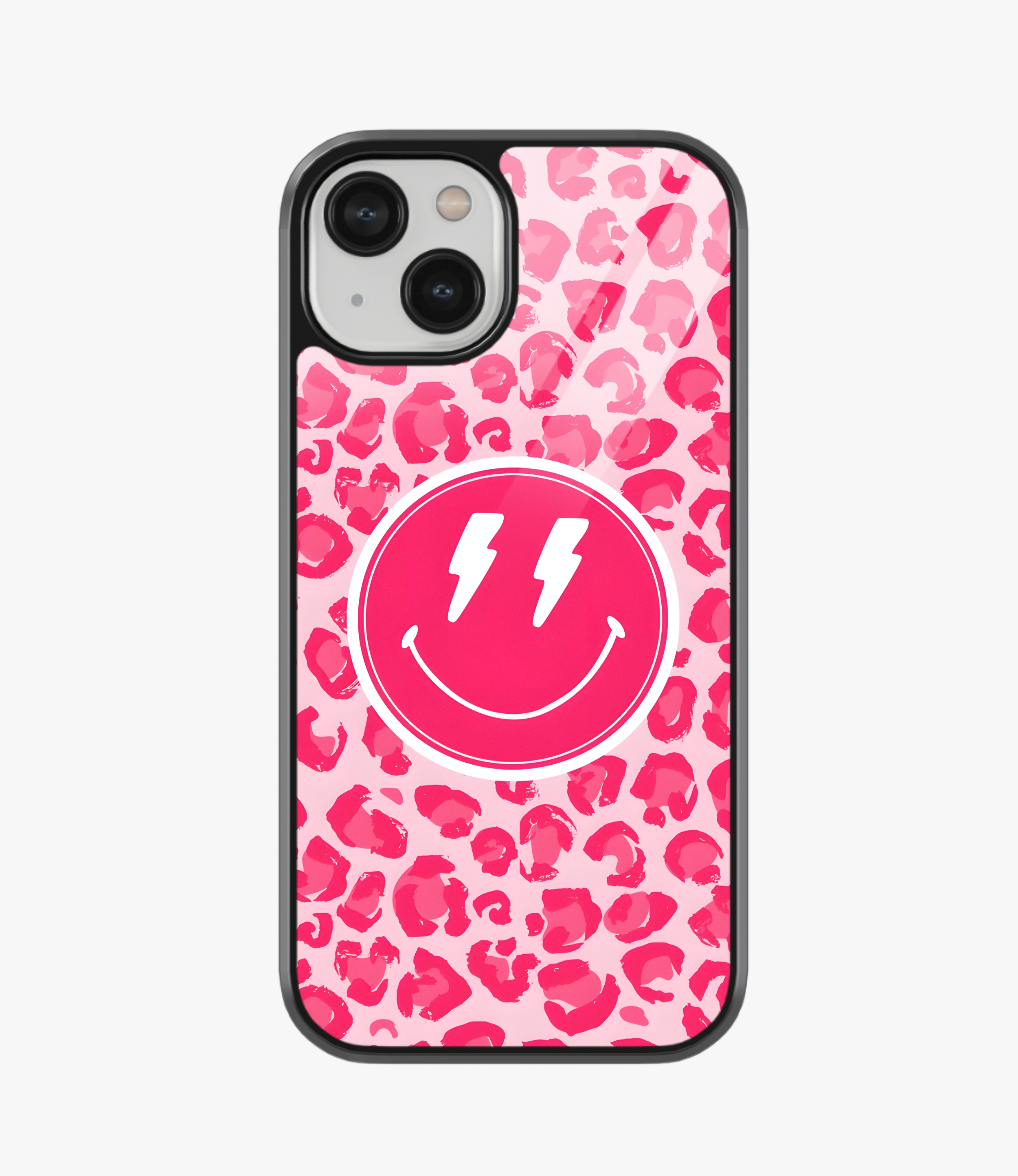 The Case Company Pink Leopard Smiley Glass Phone Case
