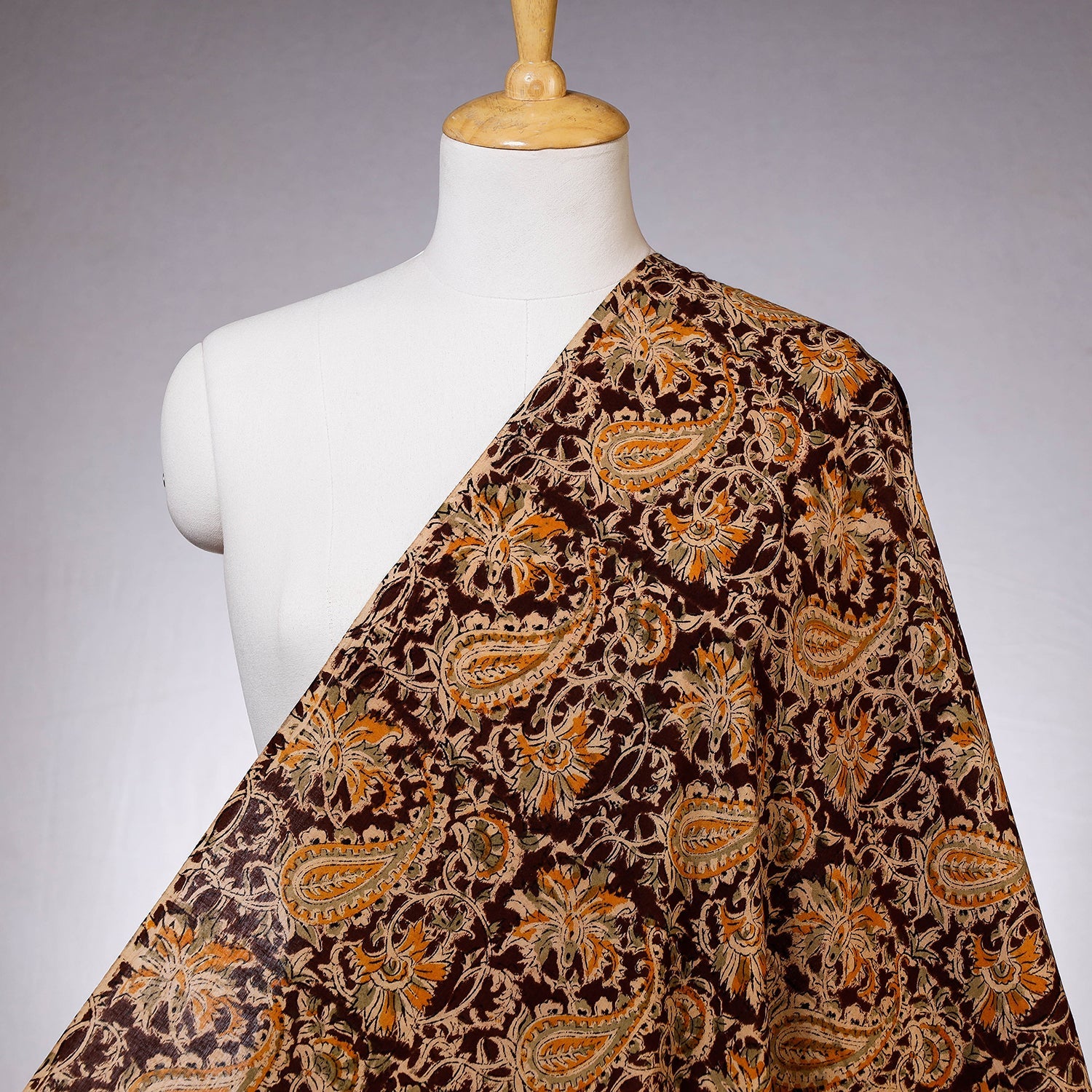 VENKATA BHANU KALAMKARI PEDANA Black - Pedana Kalamkari Block Printed Cotton Fabric