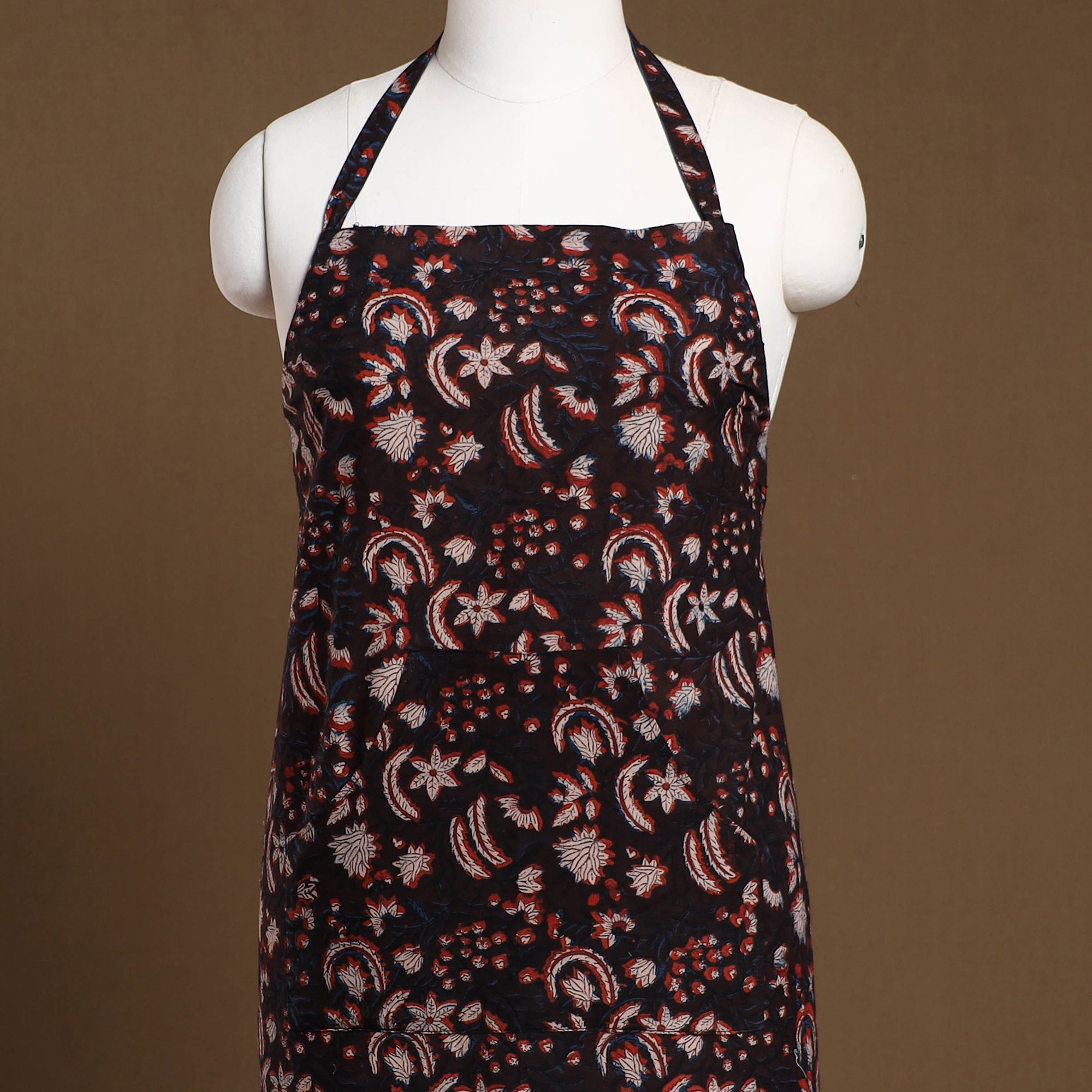 JALPARI Brown - Bagru Block Print Cotton Apron with Pocket 23 - view 2