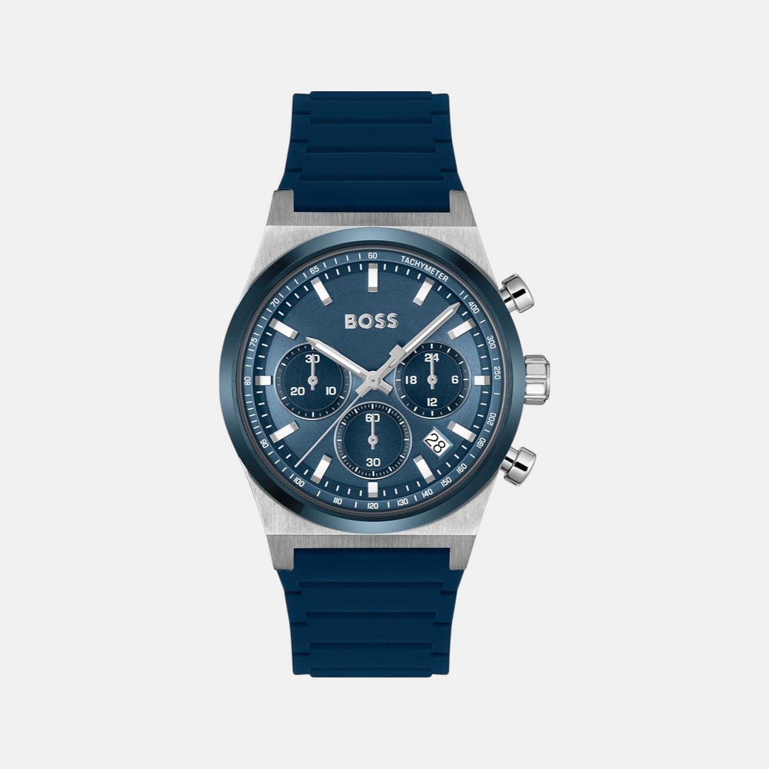 Boss Candor Chrono Men Quartz Blue Dial Chronograph Leather Watch 1514243