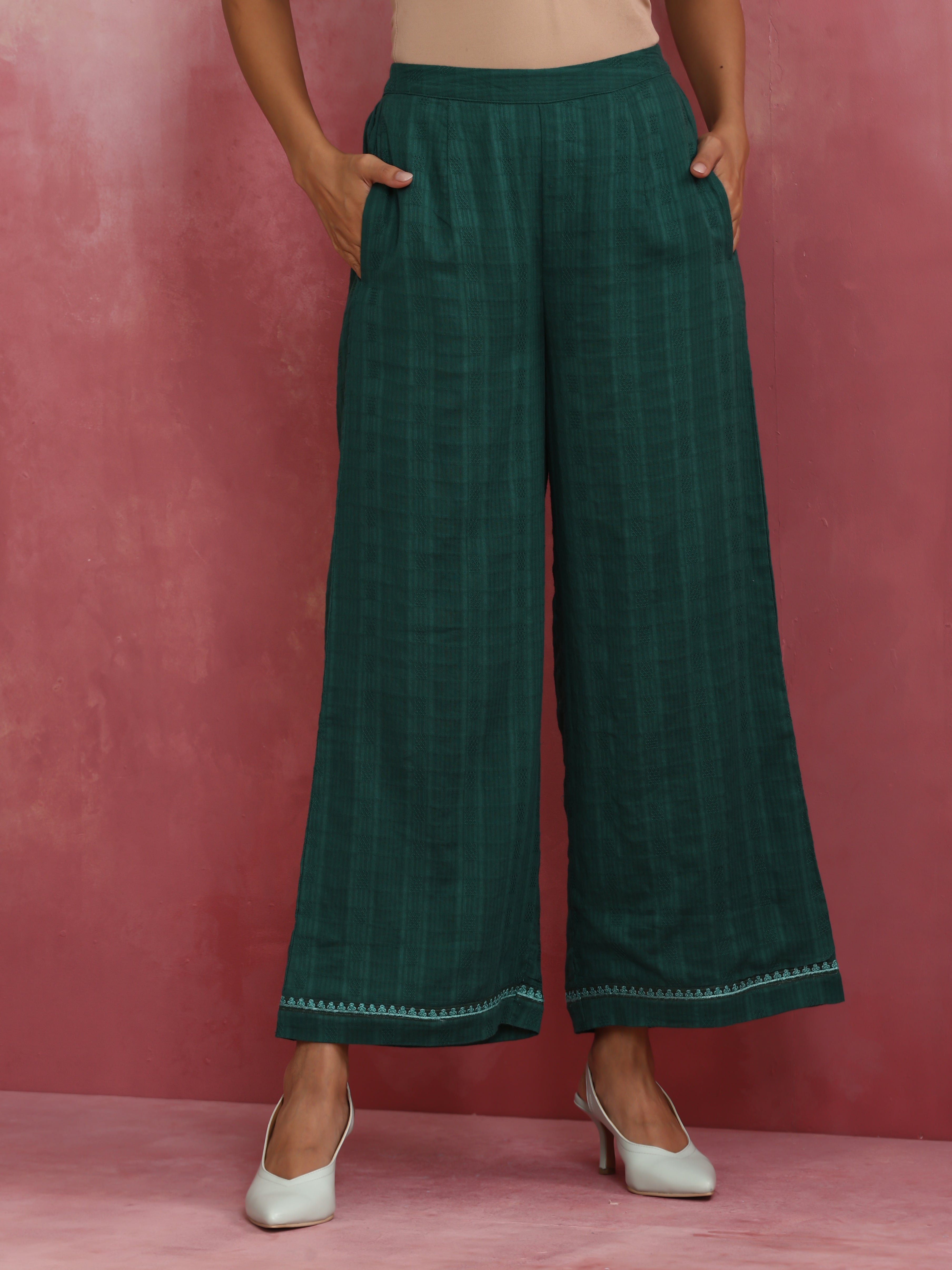 trueBrowns Dark Green Cotton Dobby Co-ord set - view 7