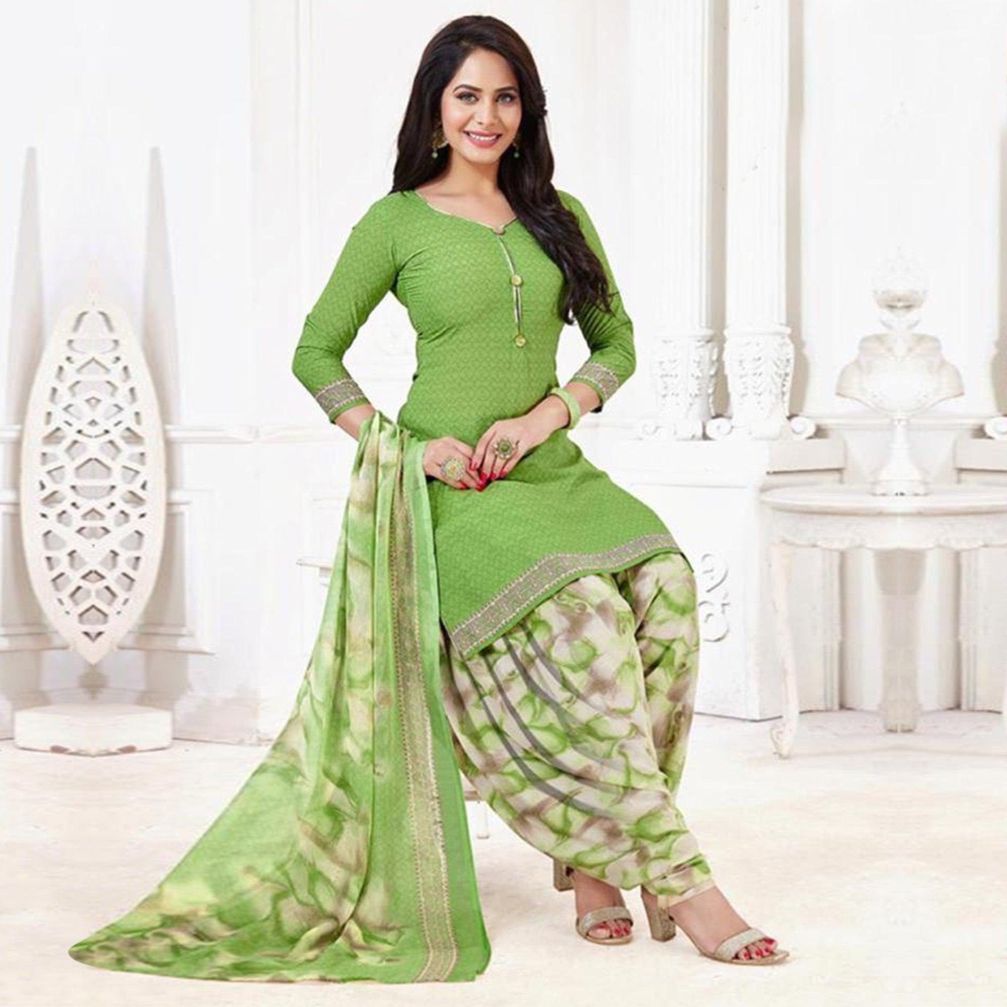 Green dresses – BlackTree green-casual-wear-printed-leon-patiala-dress-material-111416