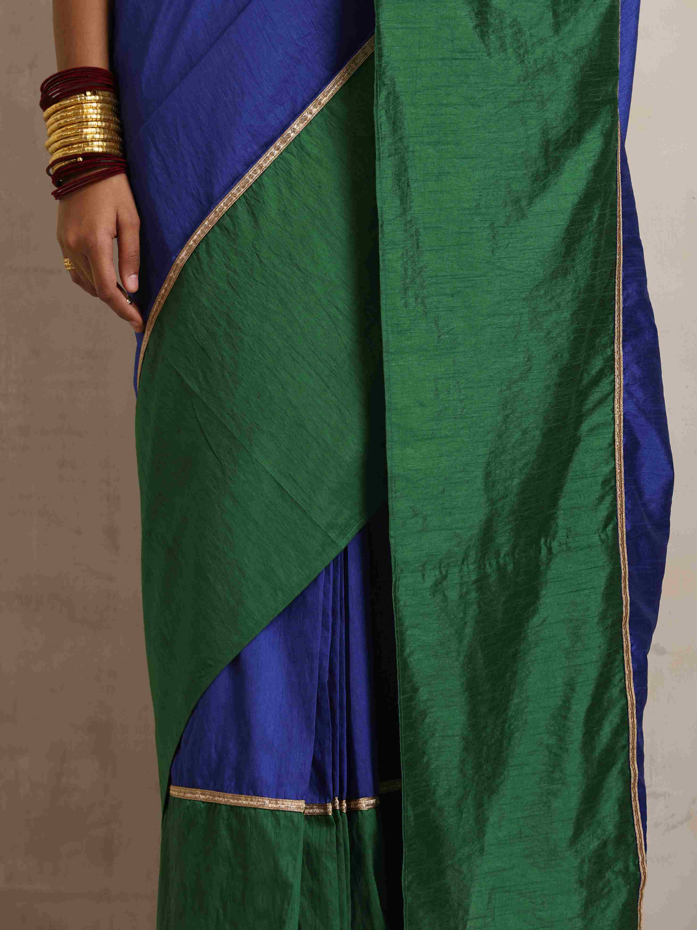 trueBrowns Blue Silk Ready To Wear Saree – Women's - view 6