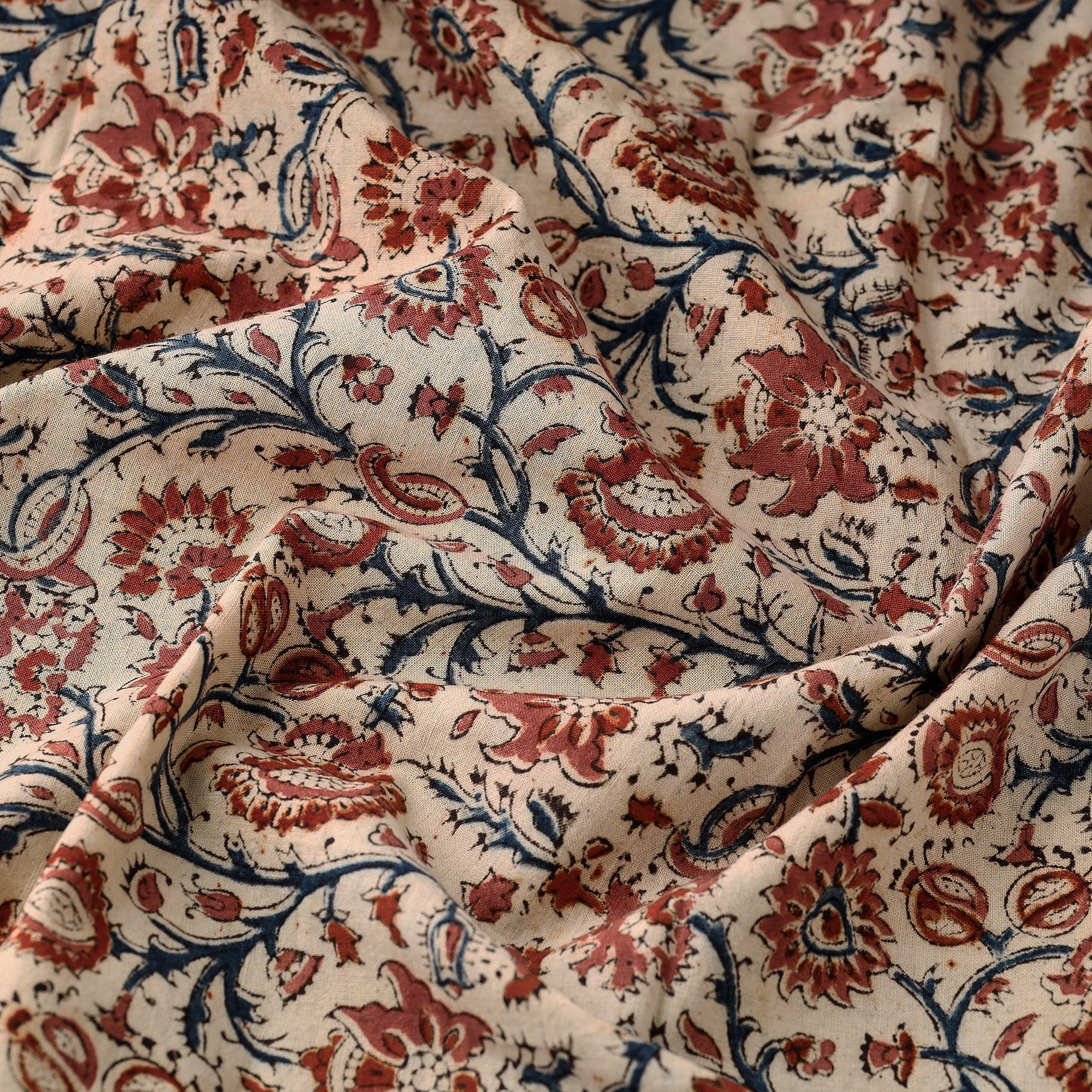 PITCHUKA SRINIVAS KALAMKARI PEDANA Beige - Pedana Kalamkari Block Printed Cotton Fabric - view 2
