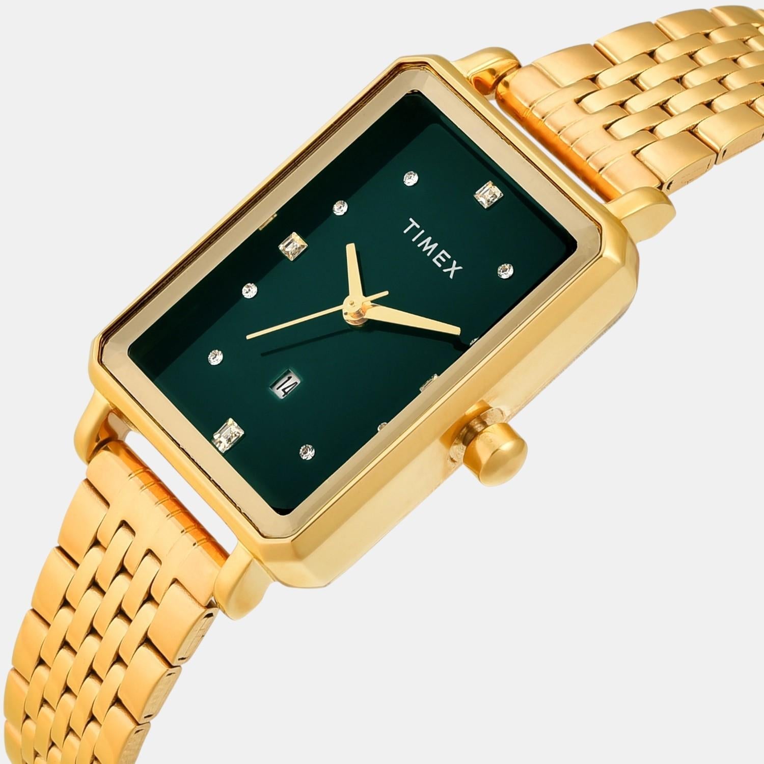 Timex Fashion Women Quartz Green Dial Analog Stainless Steel Watch TWEL20802 - view 2