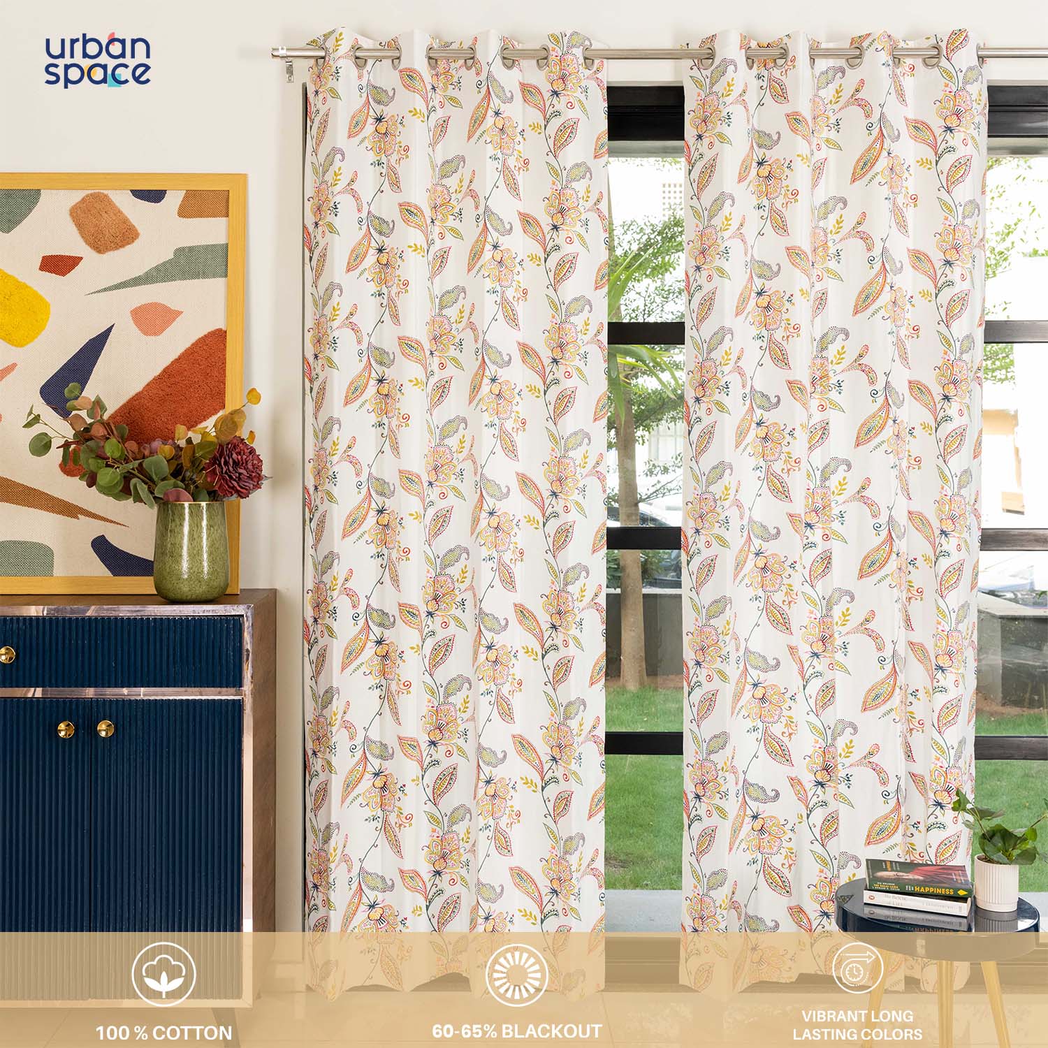 Urban Space -Home Furnishing Store 100% Cotton Curtains for Living Room, Bedroom curtains - Pack of 2 curtains, Iris Pink - view 2