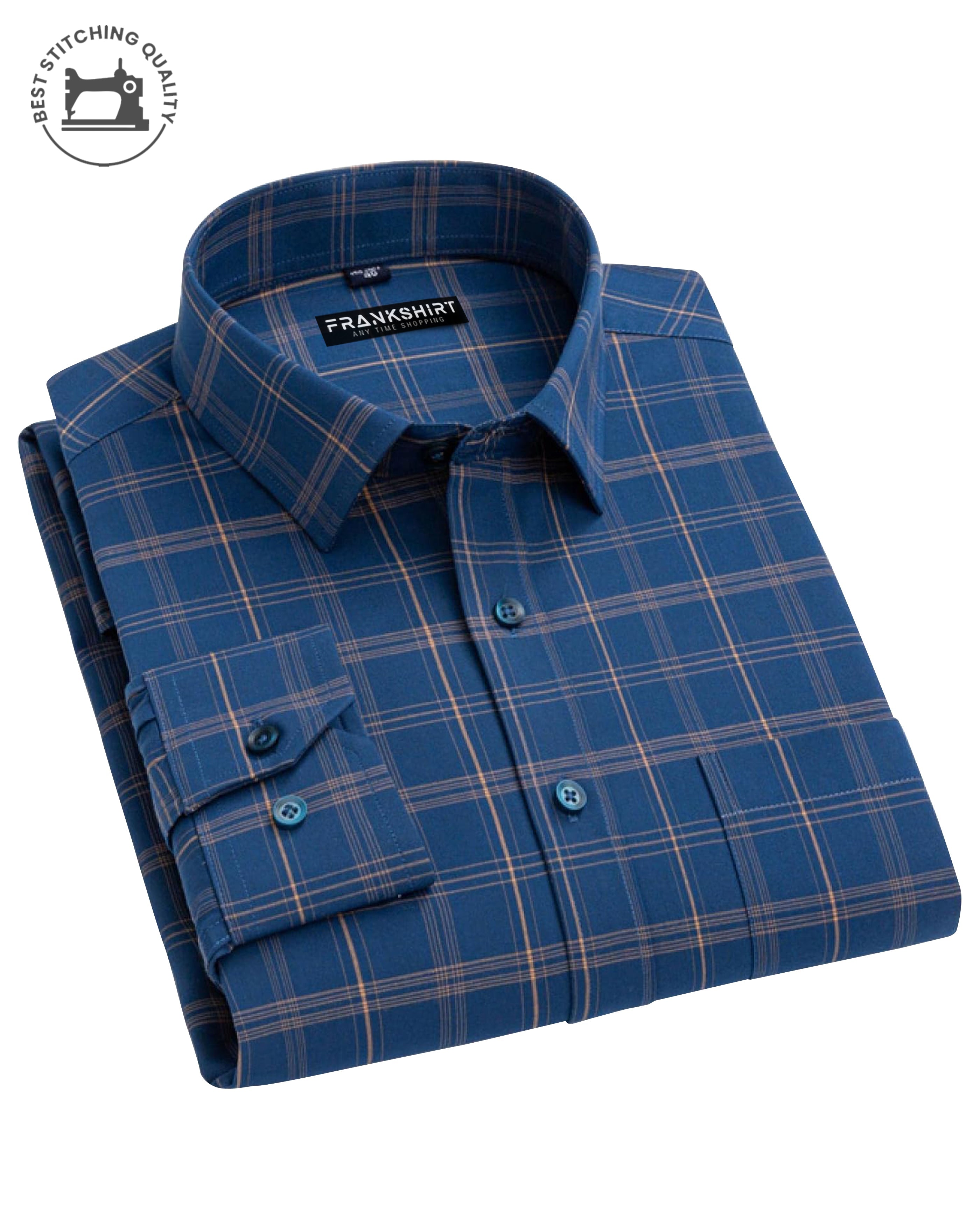 100 cotton shirt – BlackTree Green and Golden Check I Regular Fit I 100% Cotton Shirt