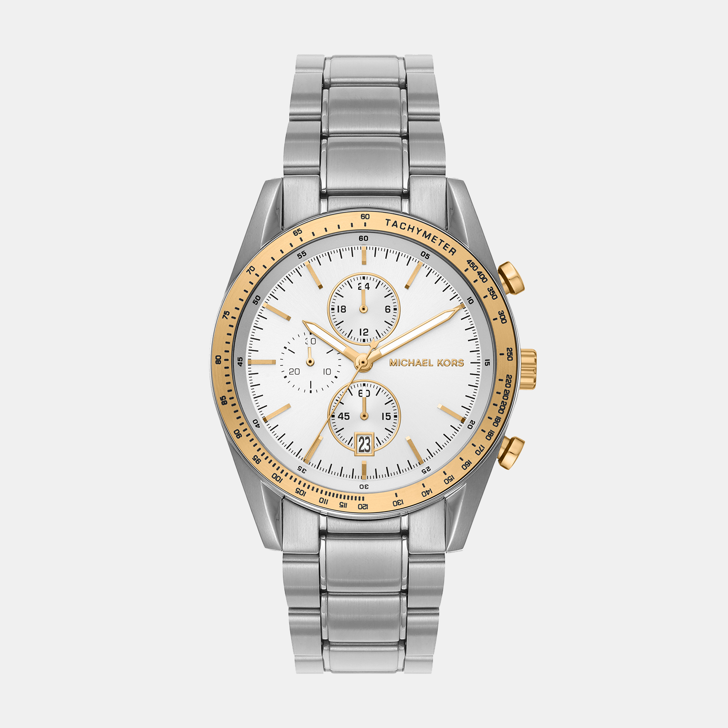 Michael Kors Accelerator Men Quartz White Dial Chronograph Stainless Steel Watch MK9112