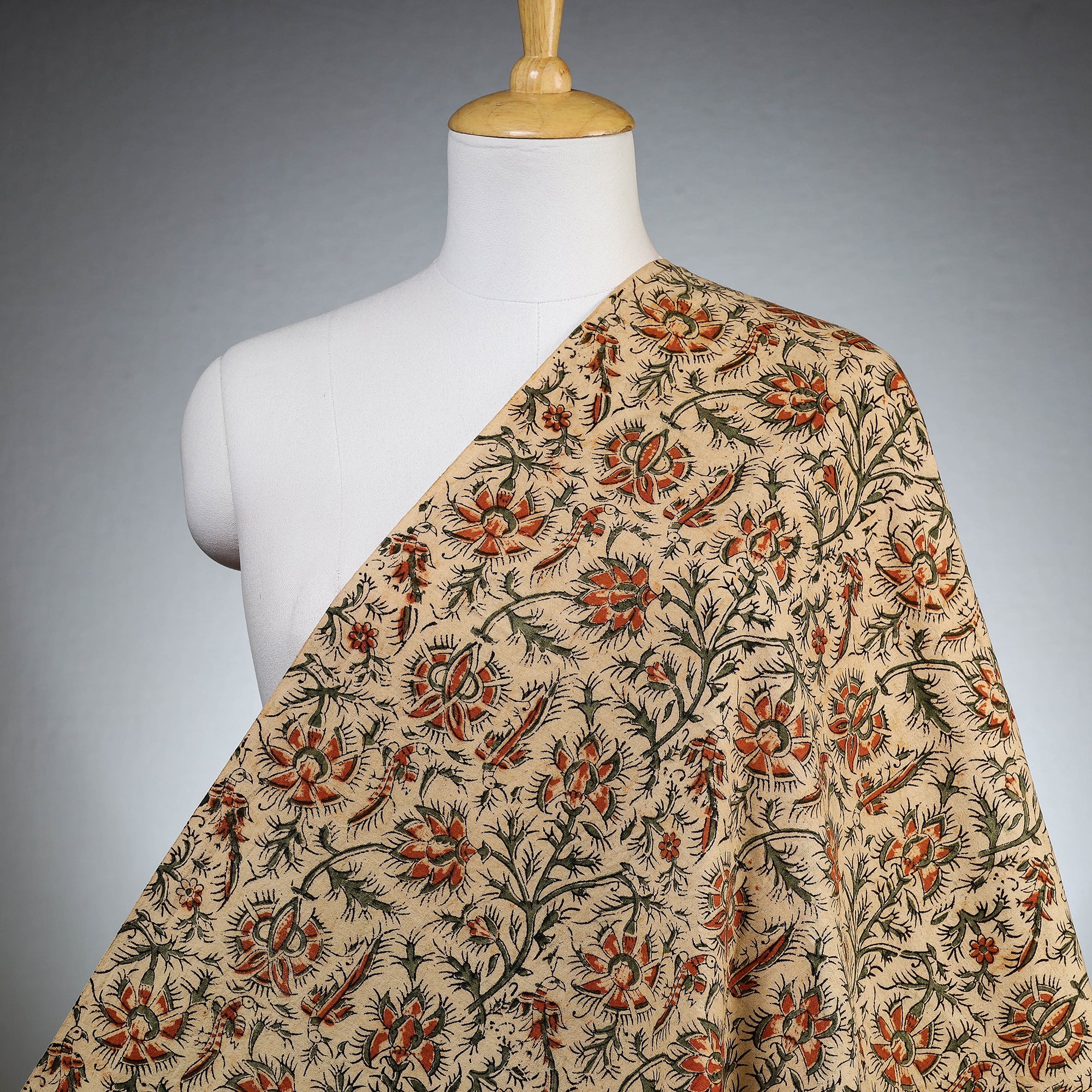 PITCHUKA SRINIVAS KALAMKARI PEDANA Beige - Pedana Kalamkari Block Printed Cotton Fabric