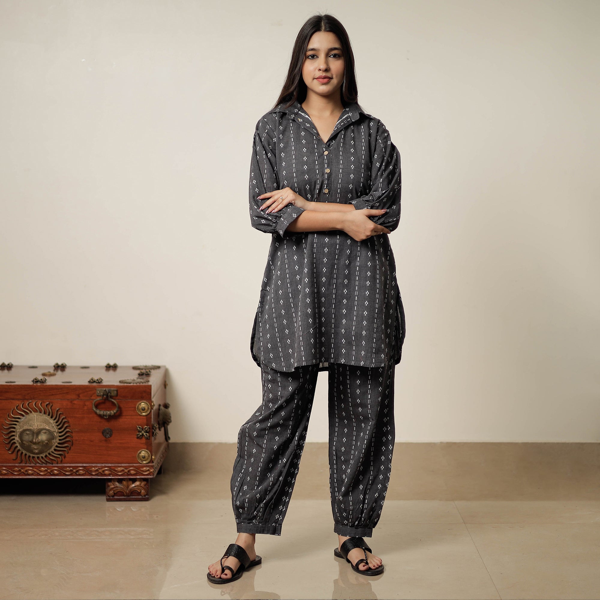 ITOKRI CASUALS Black - Jacquard Cotton Co-Ord Set 04