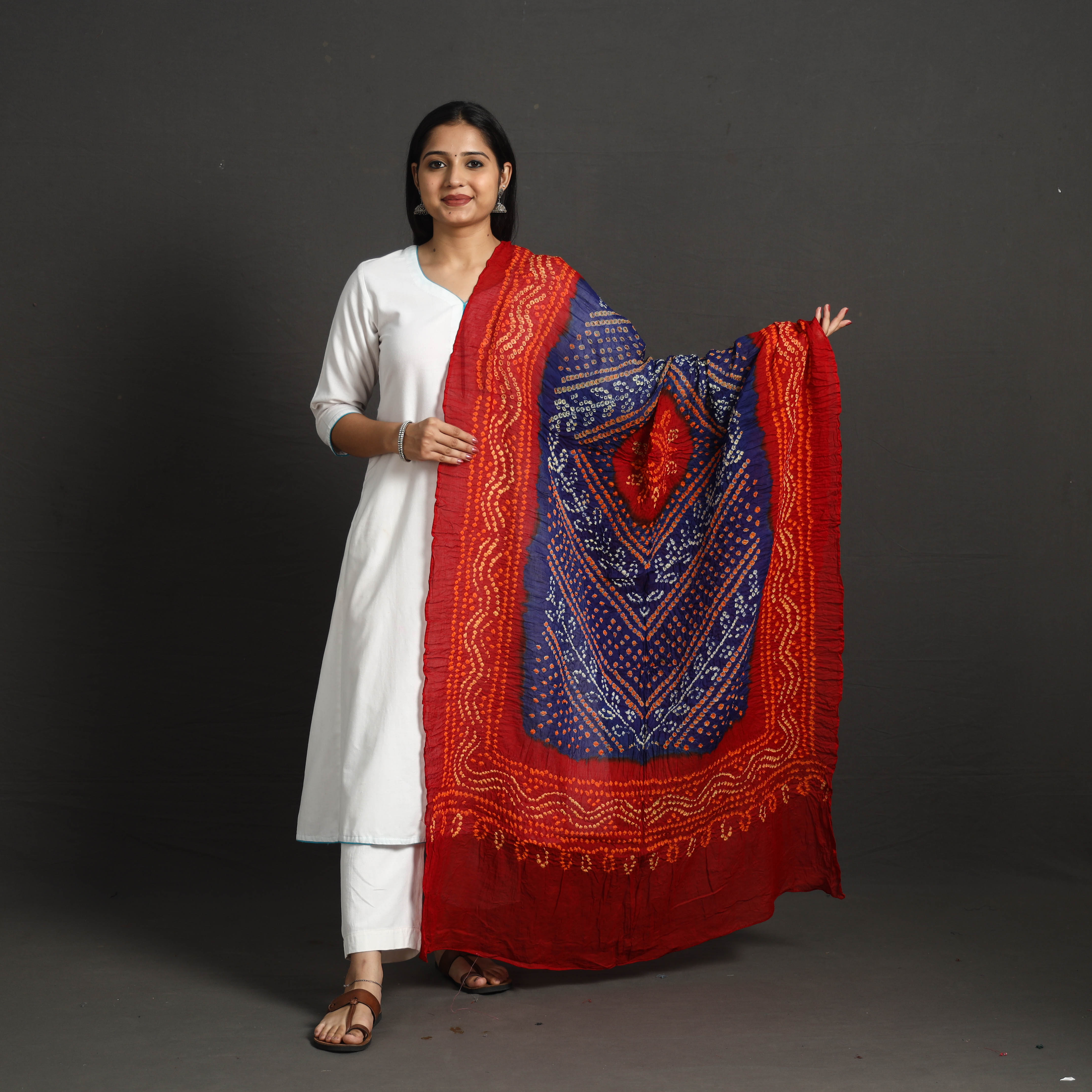 KACHCHH JI CHHAAP Kutch Tie-Dye Cotton Bandhani Dupatta 44