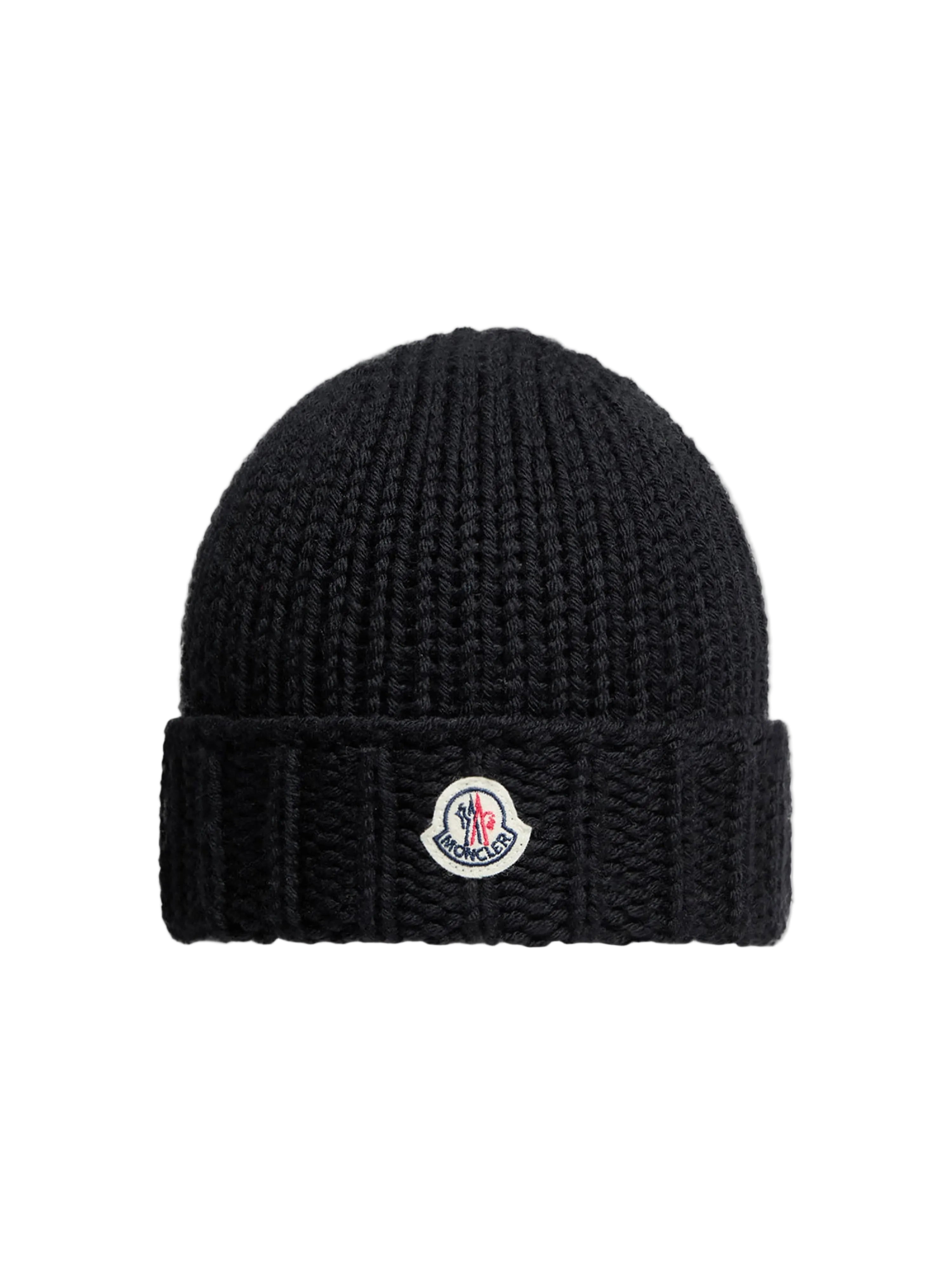 Moncler Enfant Girls Wool Knit Black Beanie