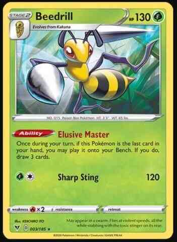 Rare swsh4-003 reverse – Pokémon Beedrill - 003/185 - Rare [swsh4-003] [Reverse Holo]