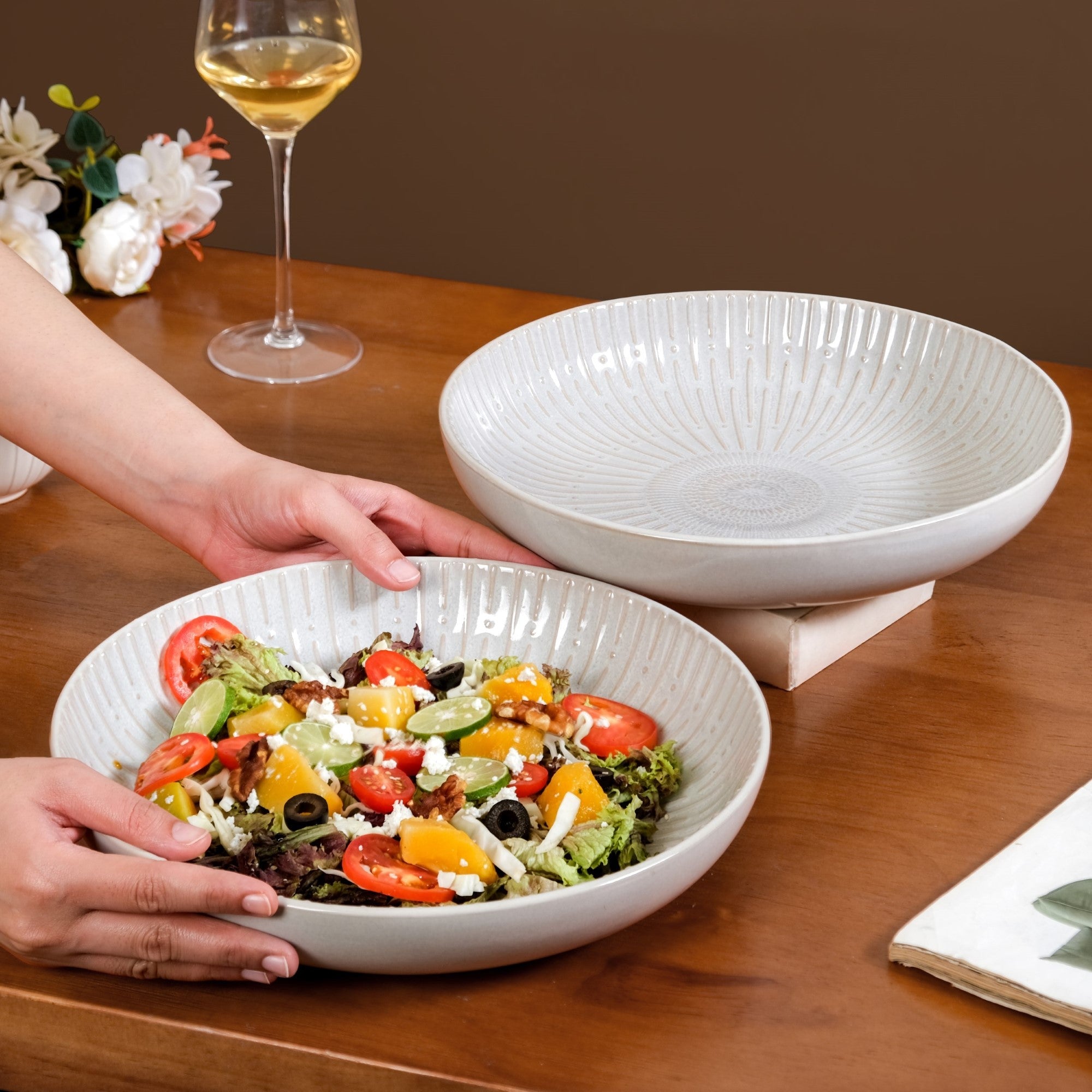 Nestasia Set Of 2 Chic Ceramic Large Buddha Bowls 1800ml - view 2