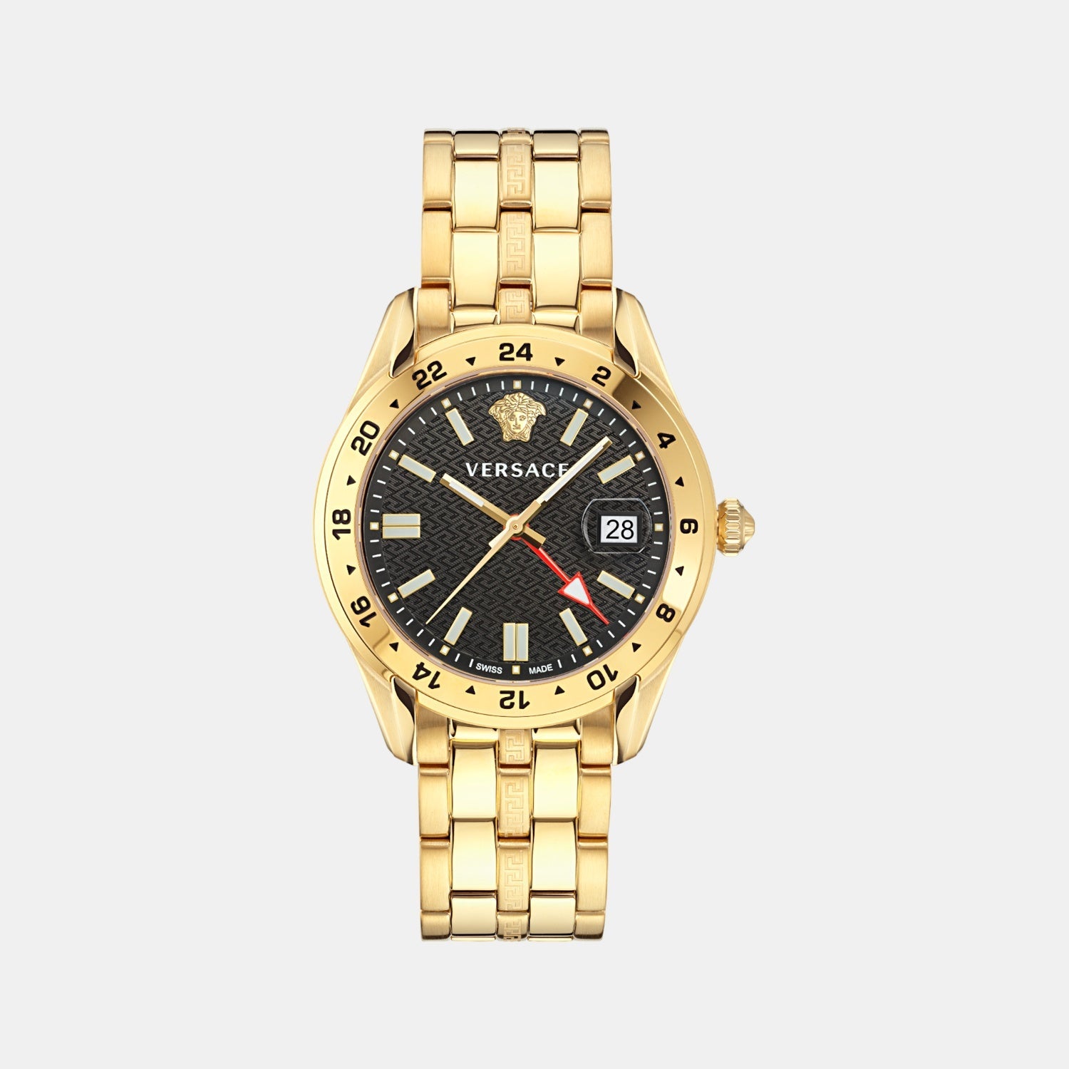 Versace Greca Time Men Quartz Black Dial Analog Stainless Steel Watch VE7C00723
