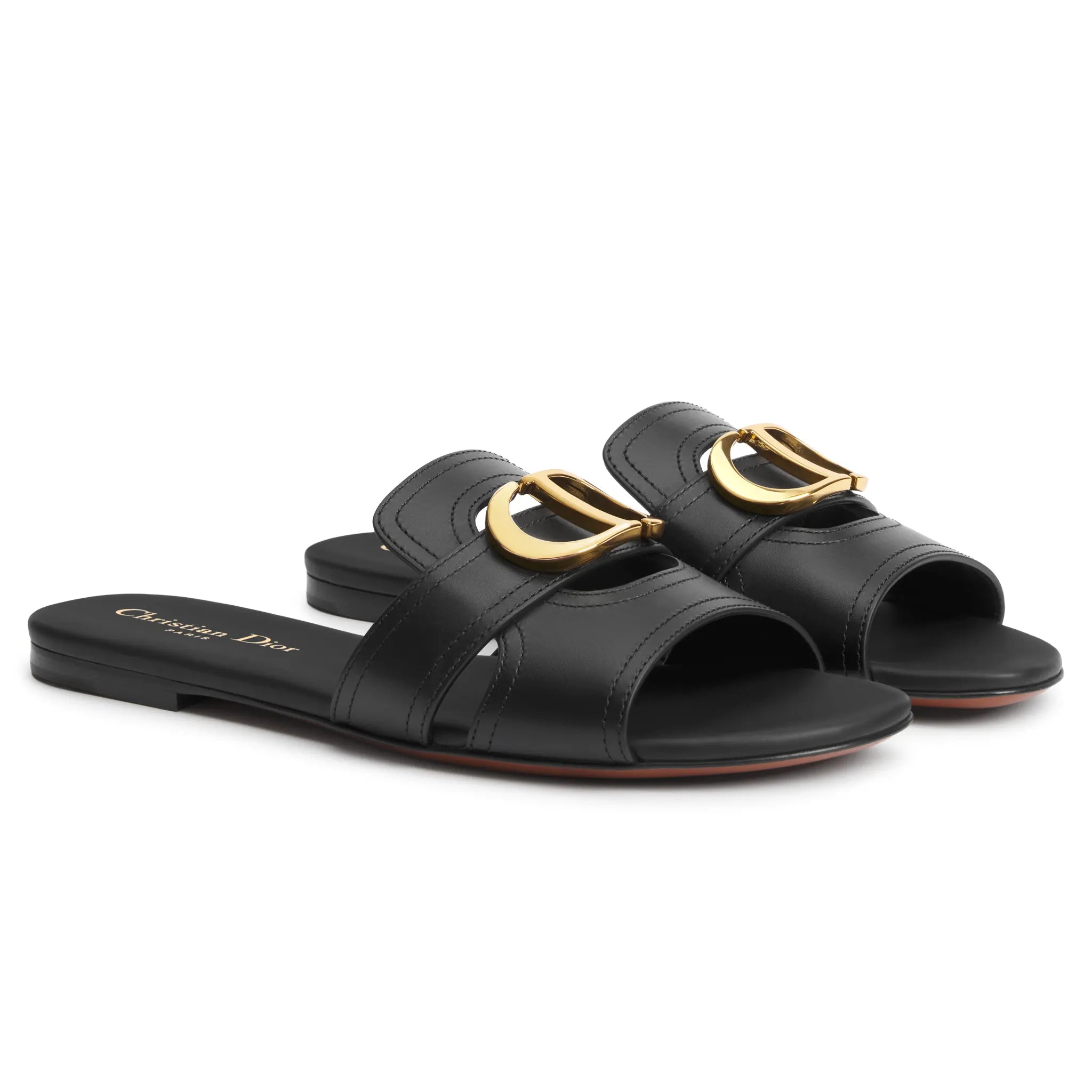 Dior 30 Montaigne Calfskin Black Slides - view 2