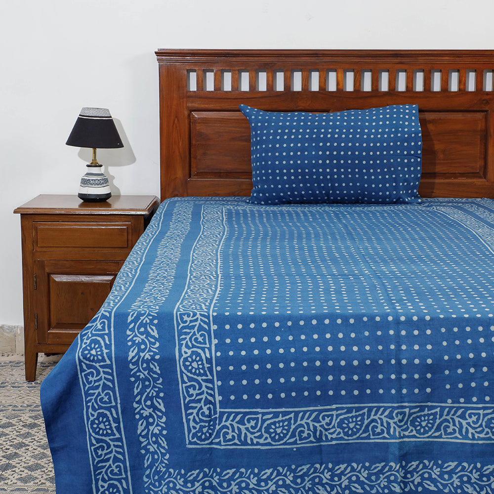 AHA VASTRA HANDLOOM Blue - Akola Block Printing Jhiri Pure Handloom Cotton Single Bedcover (94 x 59 in)
