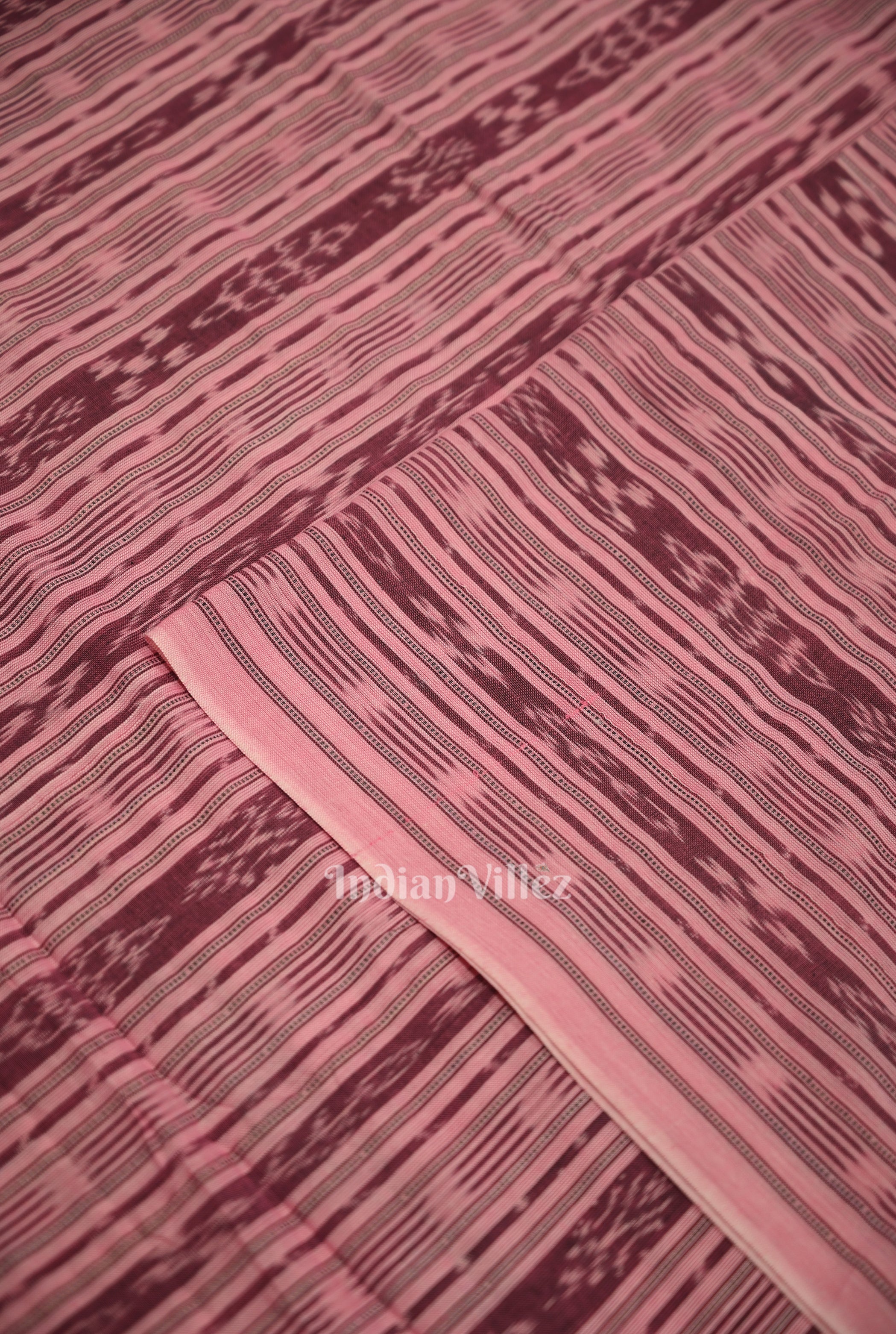 IndianVillèz Pink Sambalpuri Odisha Ikat Cotton Fabric - view 2