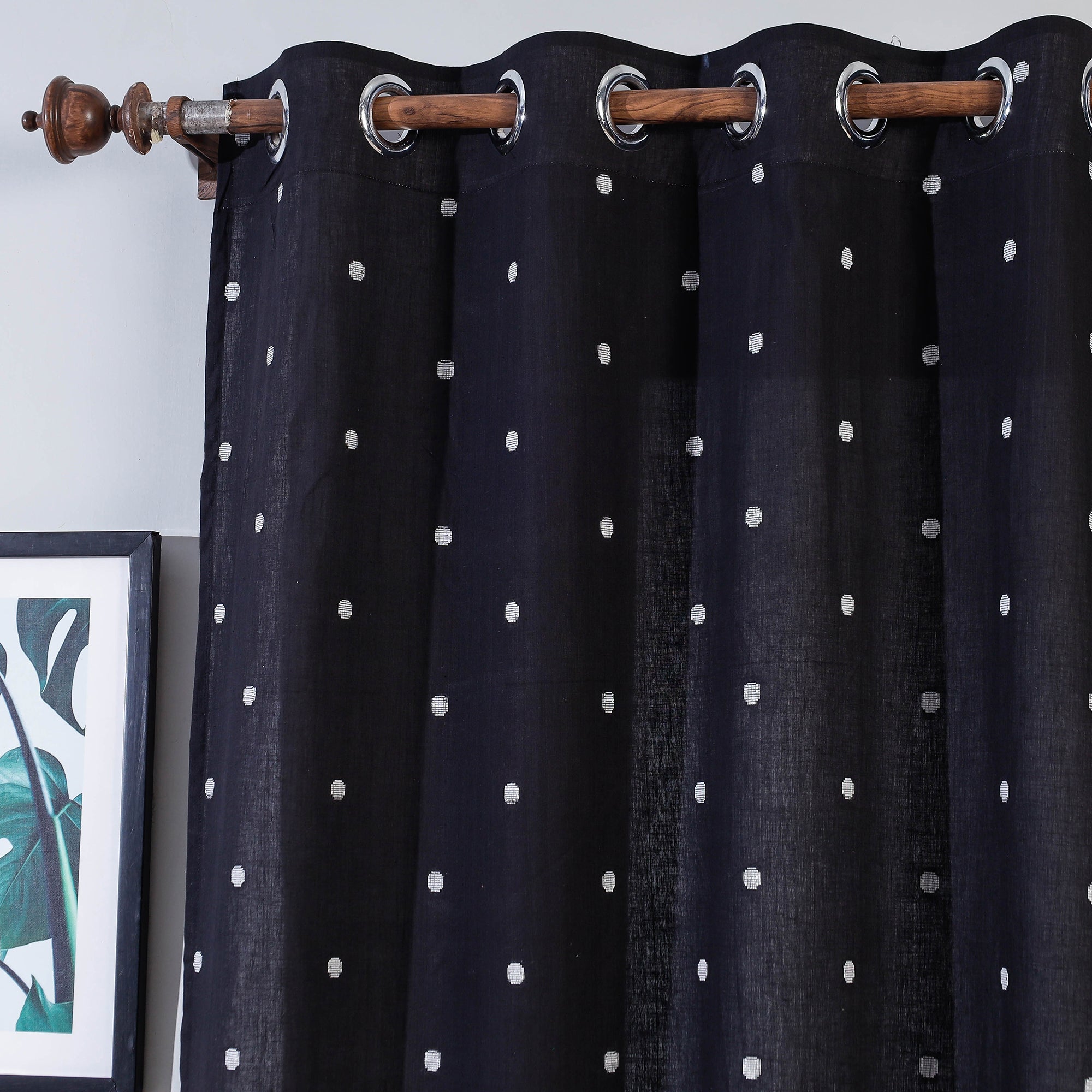 NOORI BAZAR Black - Jacquard Weave Cotton Door Curtain (7 x 3 Feet) (single piece) - view 2