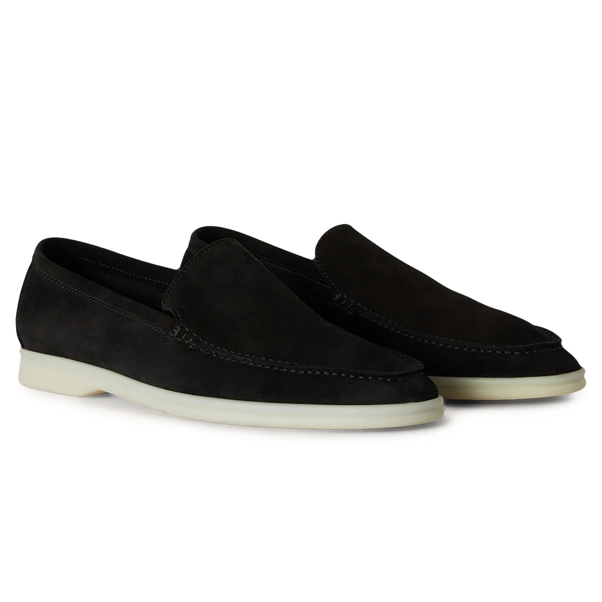 Loro Piana Summer Walk Suede Black Loafers - view 2
