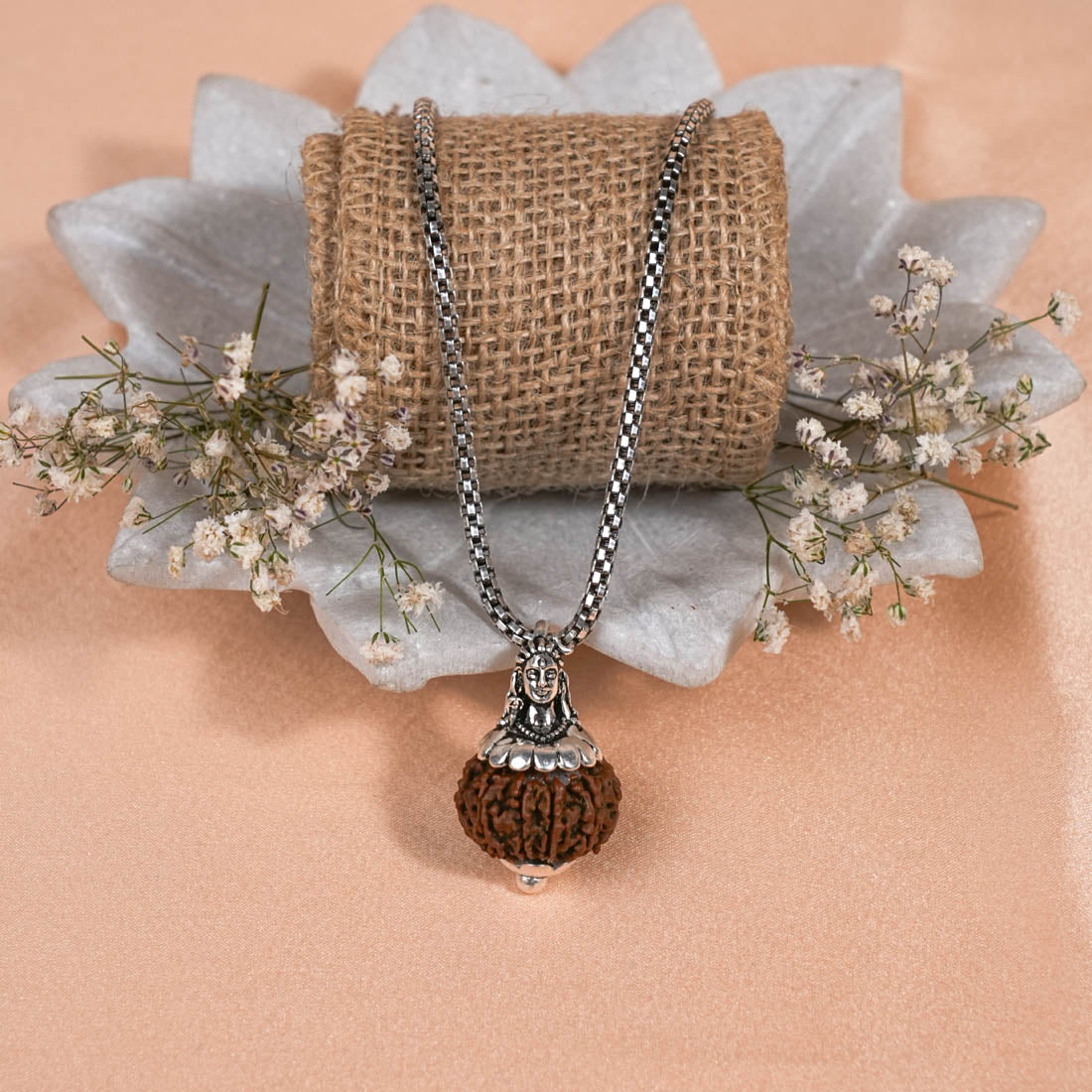 Prinjal Jewellers Adiyogi Pendant (9 Mukhi Nepali Rudraksha) With Chain - view 2