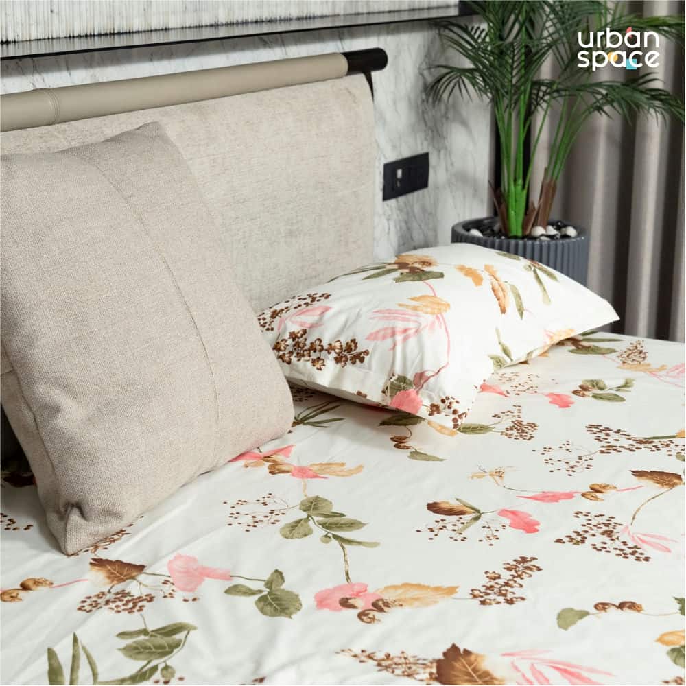 Urban Space -Home Furnishing Store Regal Collection - Breathable 200 TC 100% Pure Cotton Bedsheet with Pillow Cover, Cherry Blossom- Peach - view 2