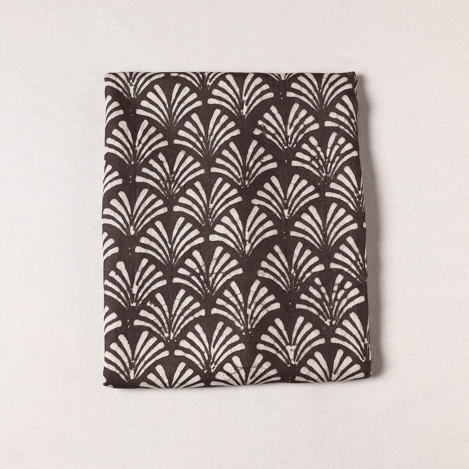 HAVELI CHRONICLES Brown - Pipad Block Printing Mulberry Silk Cotton Handloom Precut Fabric