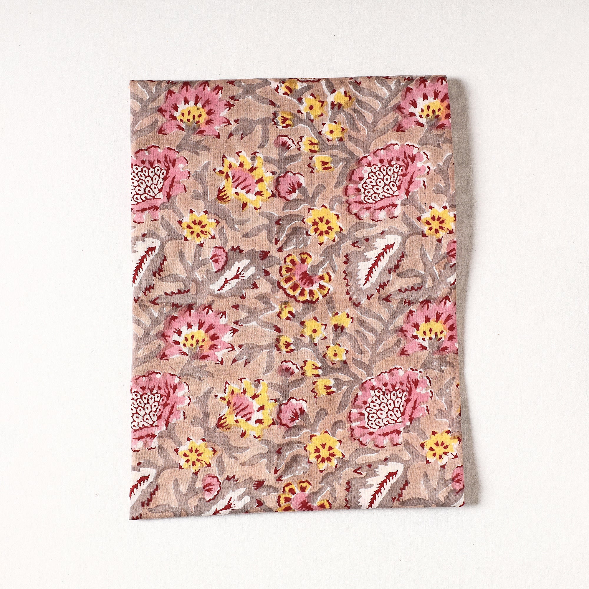KUSUMLATA Brown - Sanganeri Block Printed Cotton Precut Fabric (1 Meter)