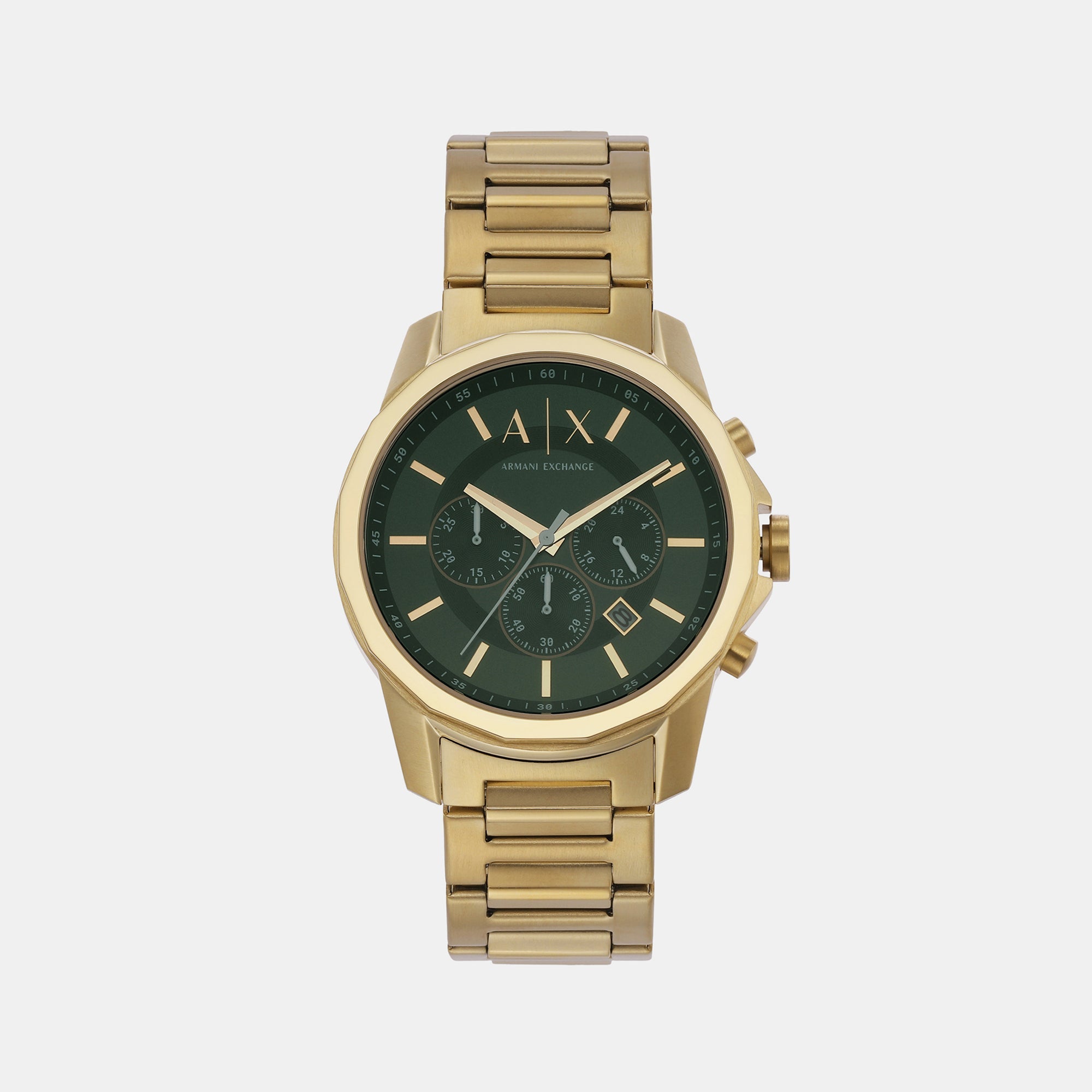 Armani Exchange Banks Men Quartz Green Dial Chronograph Stainless Steel Watch AX1746