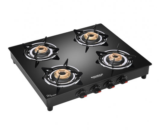 Maharaja Whiteline Belenus Neo 4 Burner Glass Top Gas Stove | Black - view 3