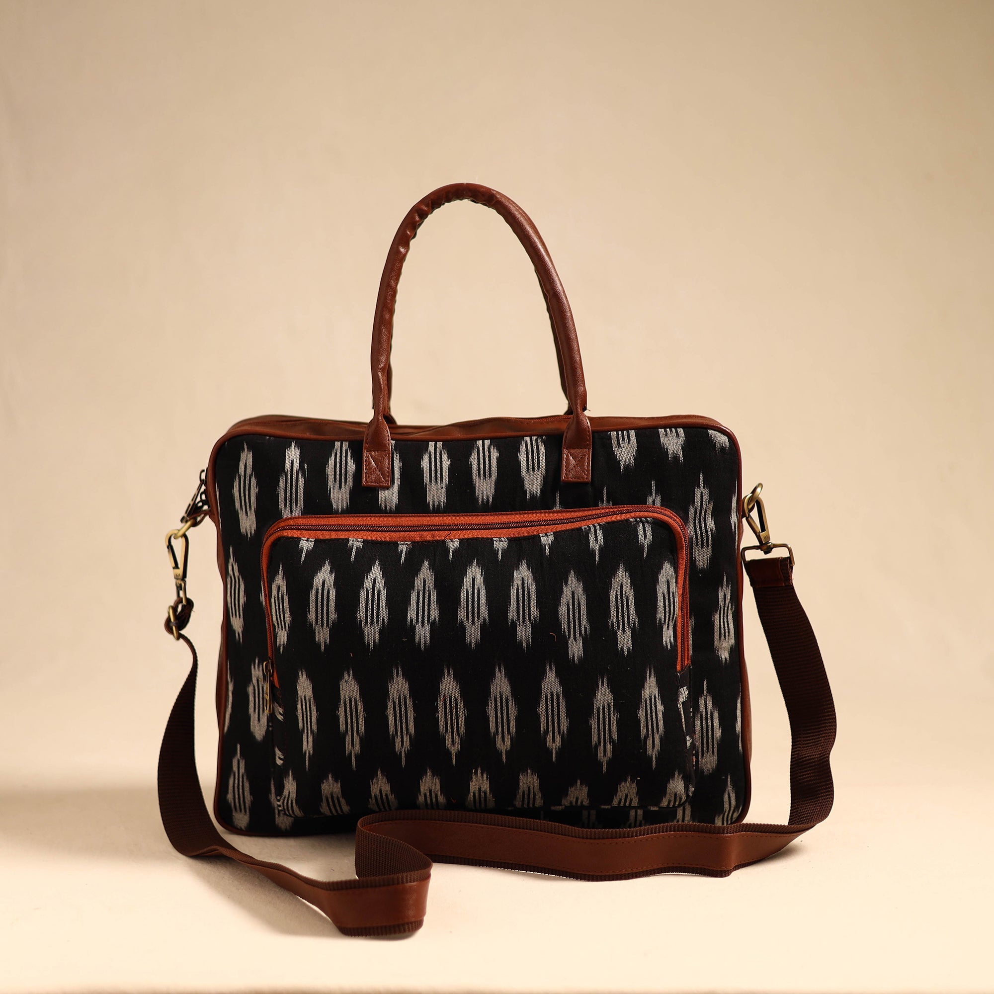 ITOKRI CRAFTS INITIATIVE Black - Handmade Pochampally Ikat Laptop Bag 18