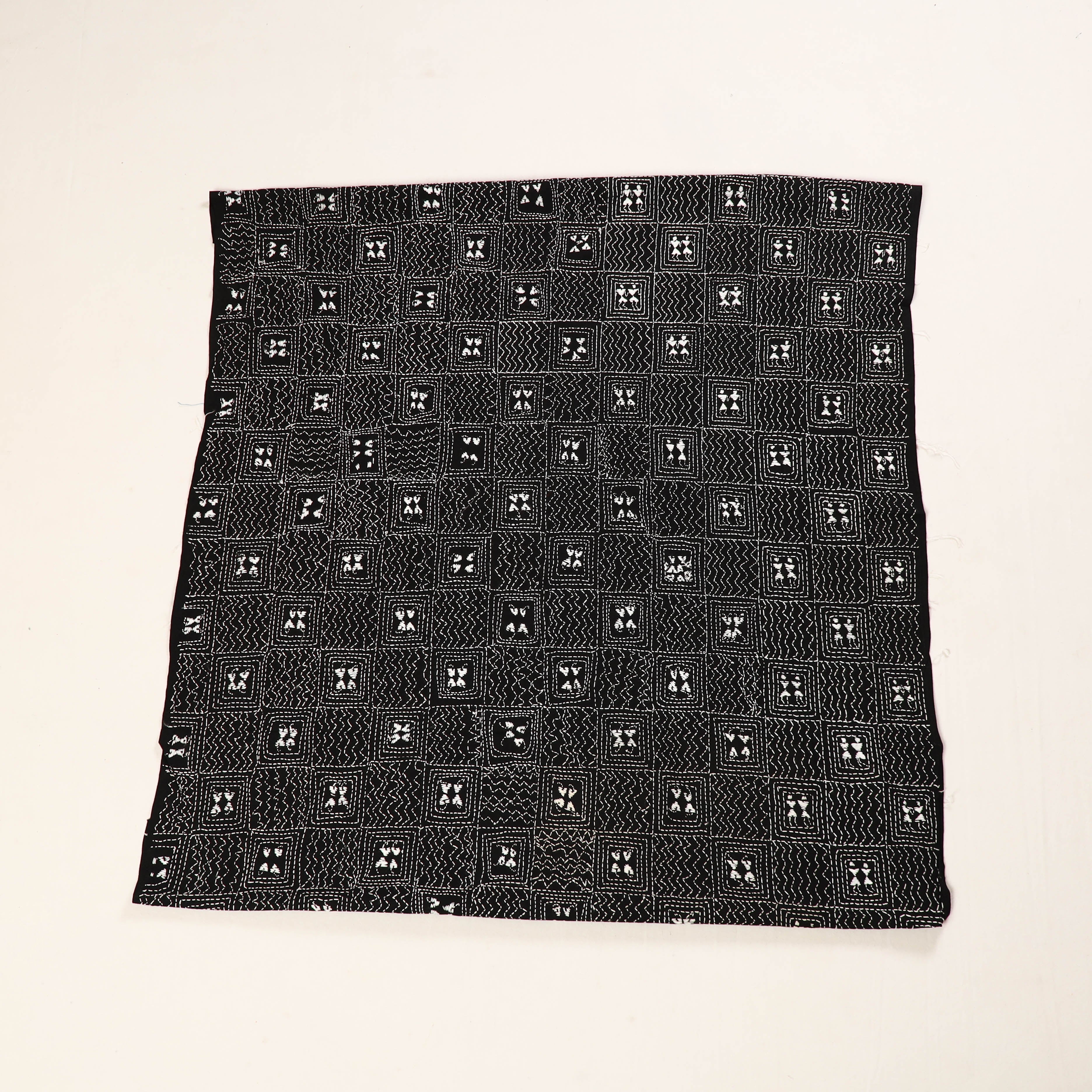 KHUSHBASH - HAPPY LOOM OF EAST Black - Bengal Kantha Embroidery Cotton Blouse Piece 84 - view 2