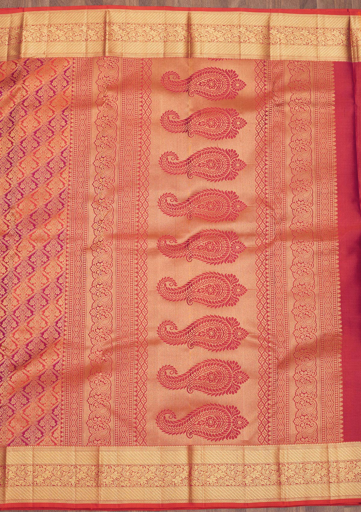 Koskii Orange Zariwork Pure Silk Saree – Women's - view 5