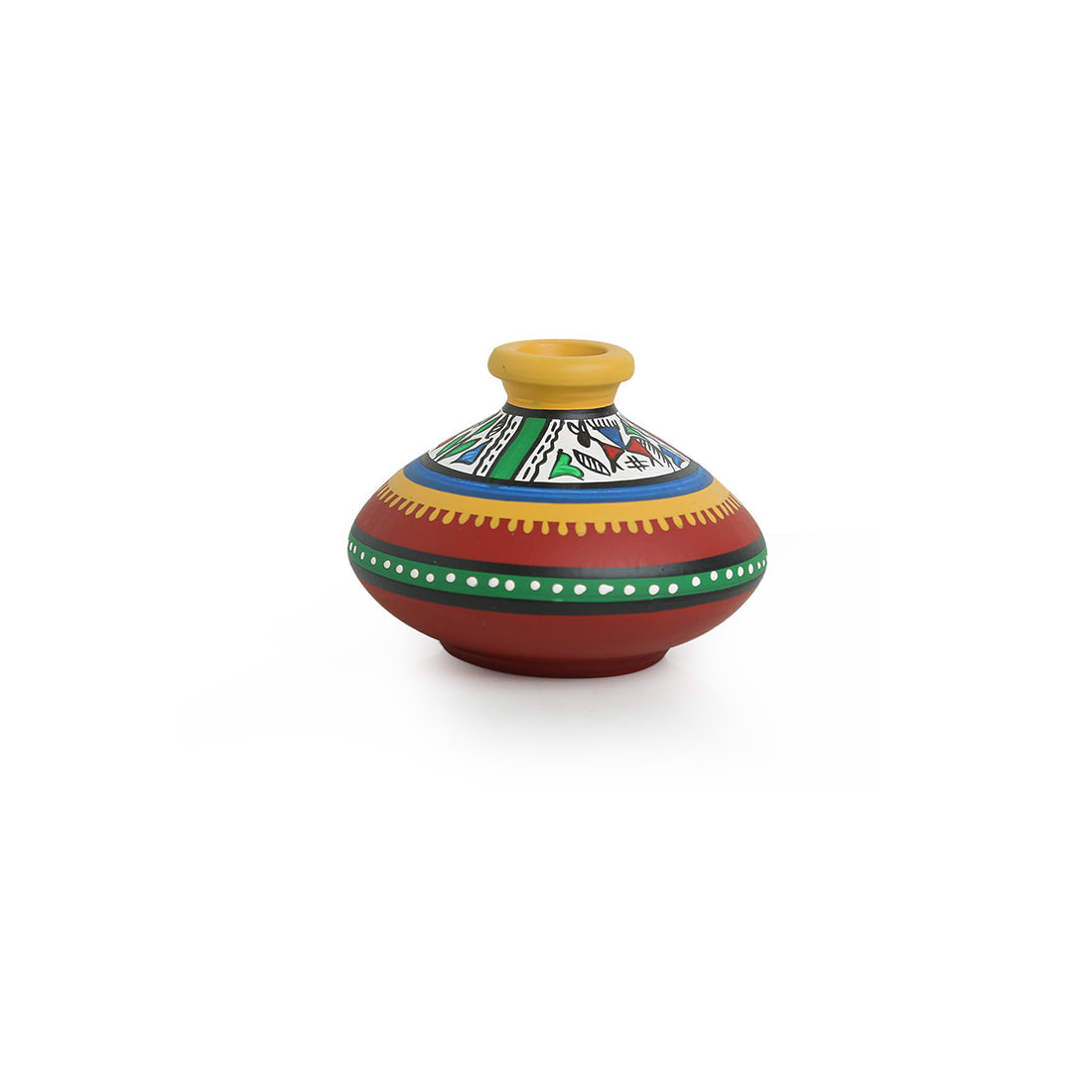 EXCLUSIVELANE 'Warli Red Matkis' Handpainted Terracotta Vases (Set of 3) - view 5