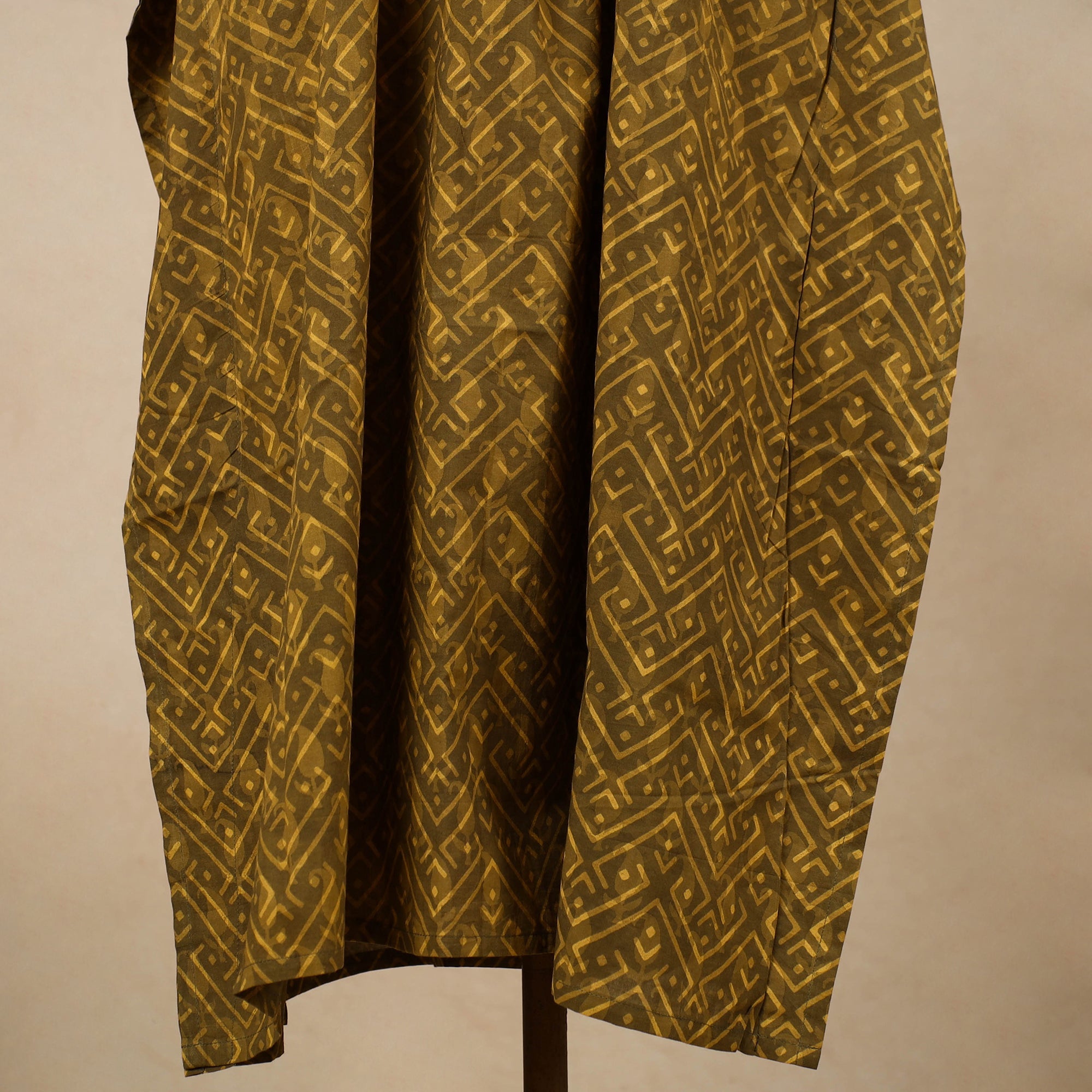 CHUTNEY CRAFT STUDIO Brown - Hand Block Printed Cotton Kaftan with Tie-Up Waist (Long) - view 2