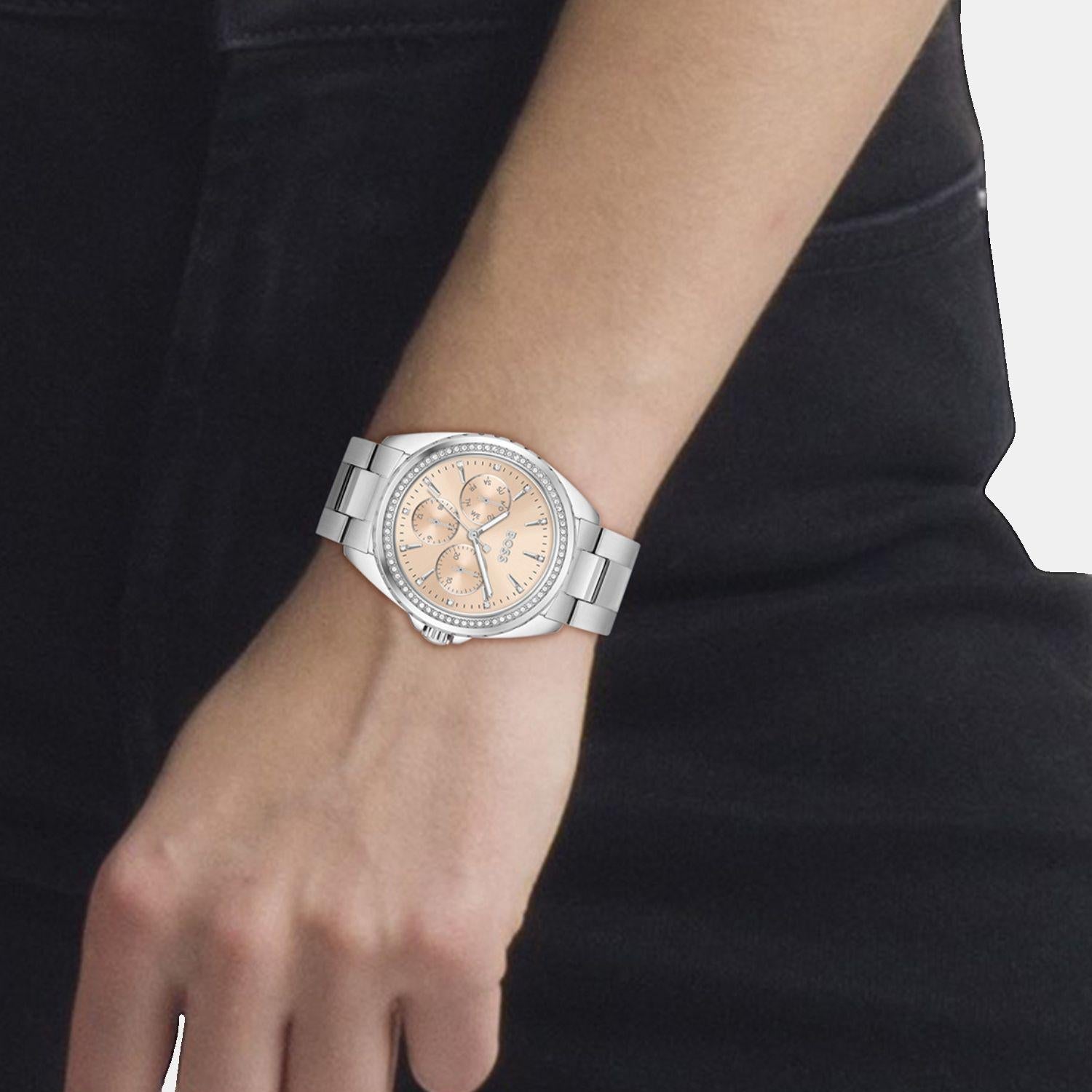 Boss Atea Women Quartz Carnation Gold Dial Multi-Function Stainless Steel Watch 1502732 - view 4